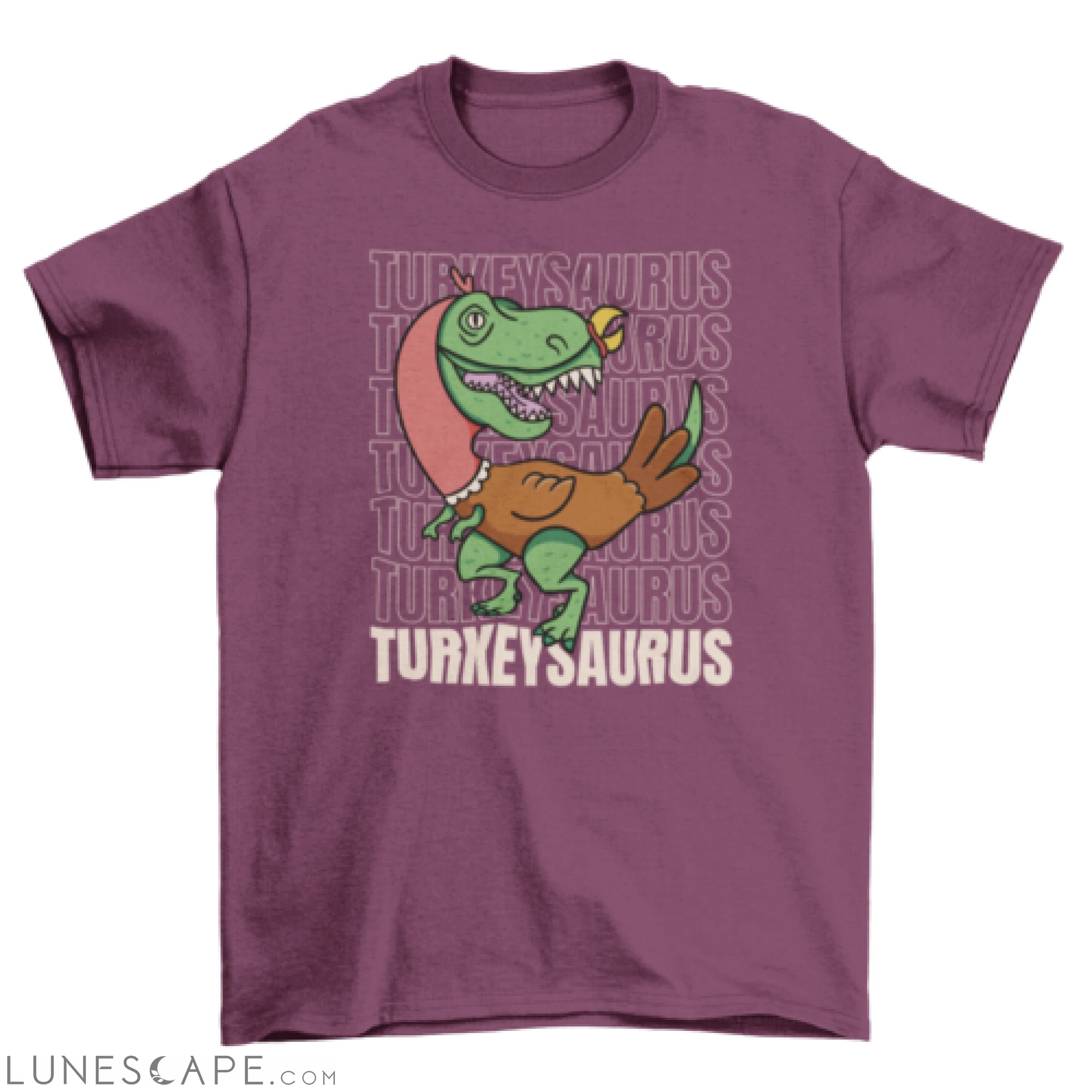 Dinosaur as turkey Thanksgiving t-shirt LUNESCAPE