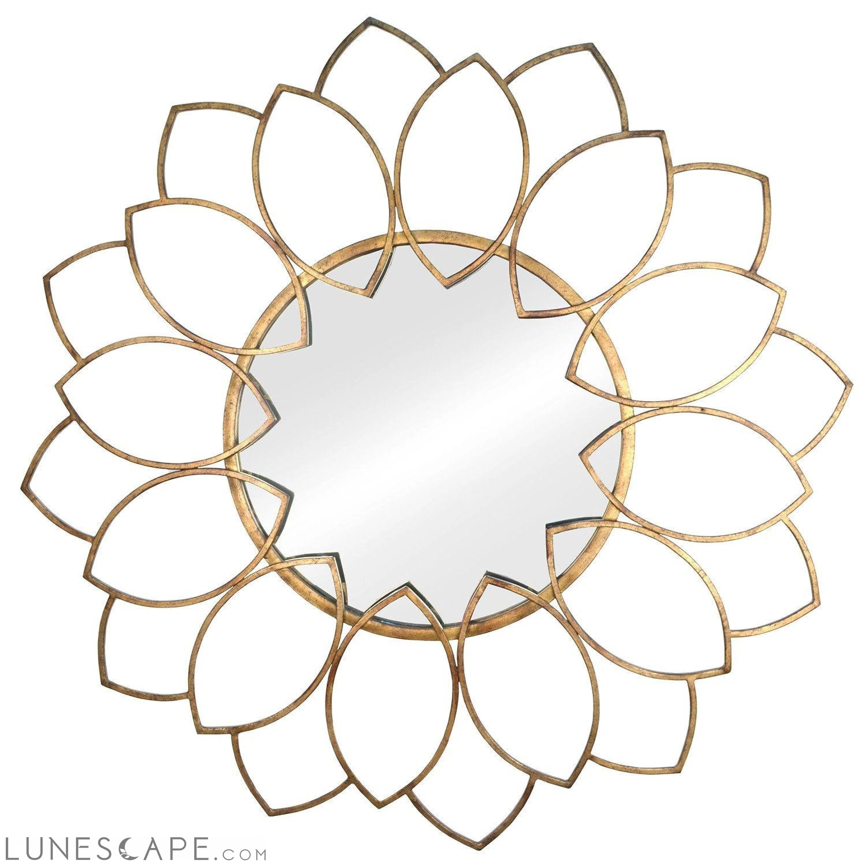 Distressed Antique Bronze Solid Metal Wall Mirror LUNESCAPE
