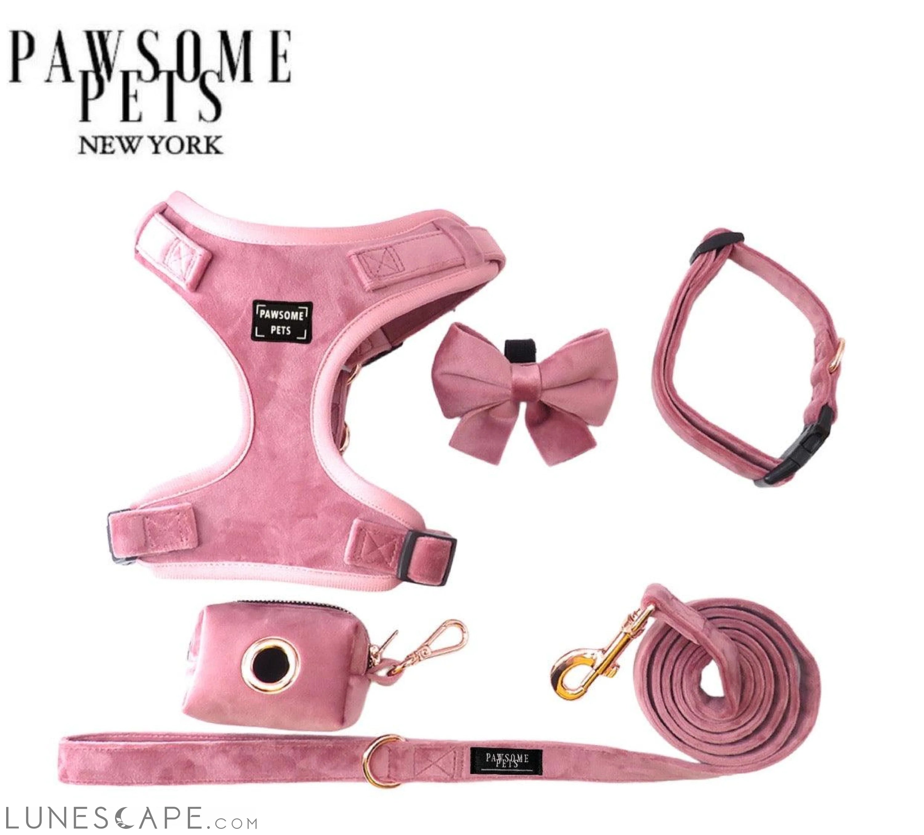 Dog Harness, Leash & Bandana Bundle - Light Pink LUNESCAPE