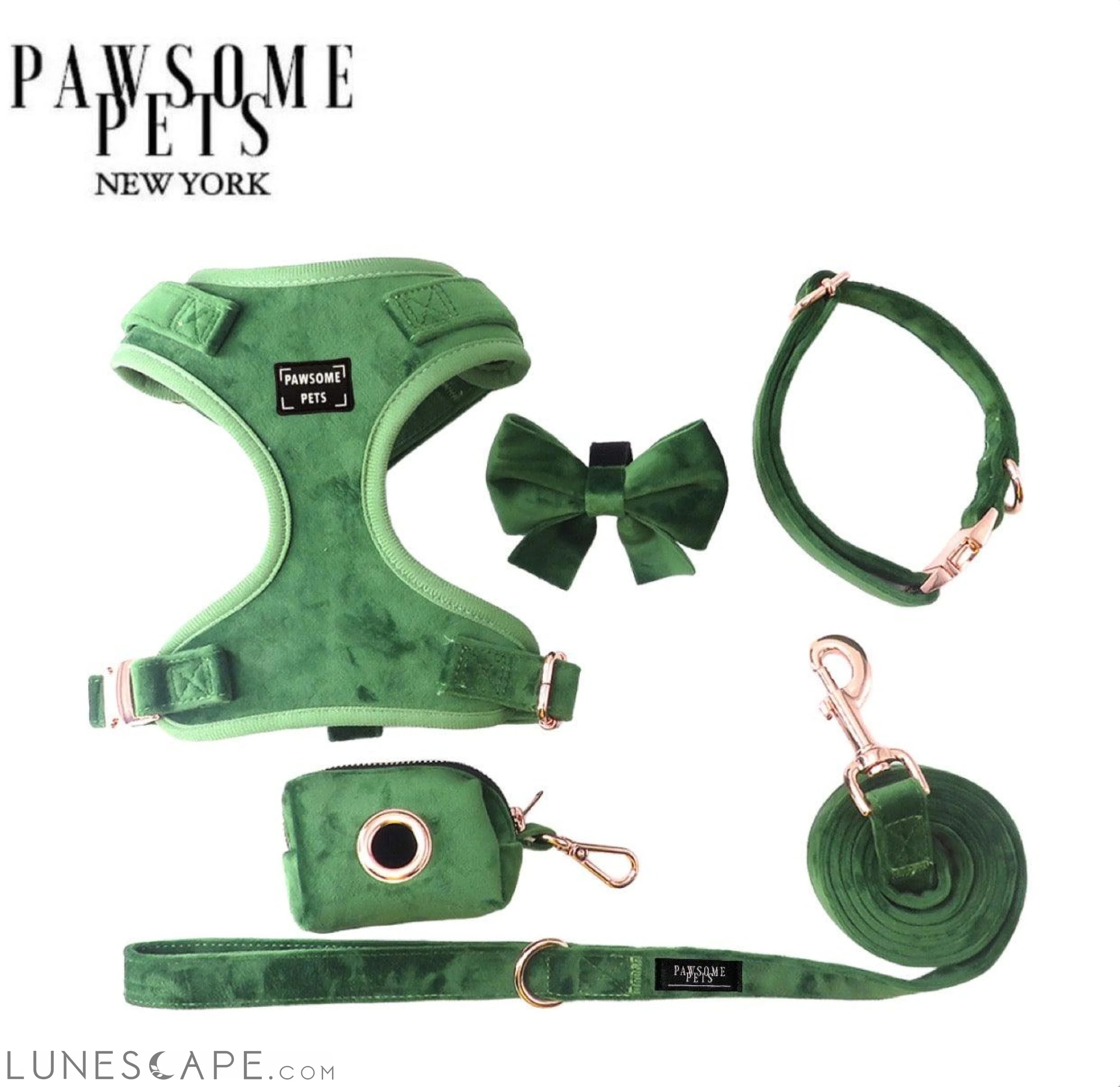 Dog Harness, Leash & Bandana Bundle - Olive Green LUNESCAPE