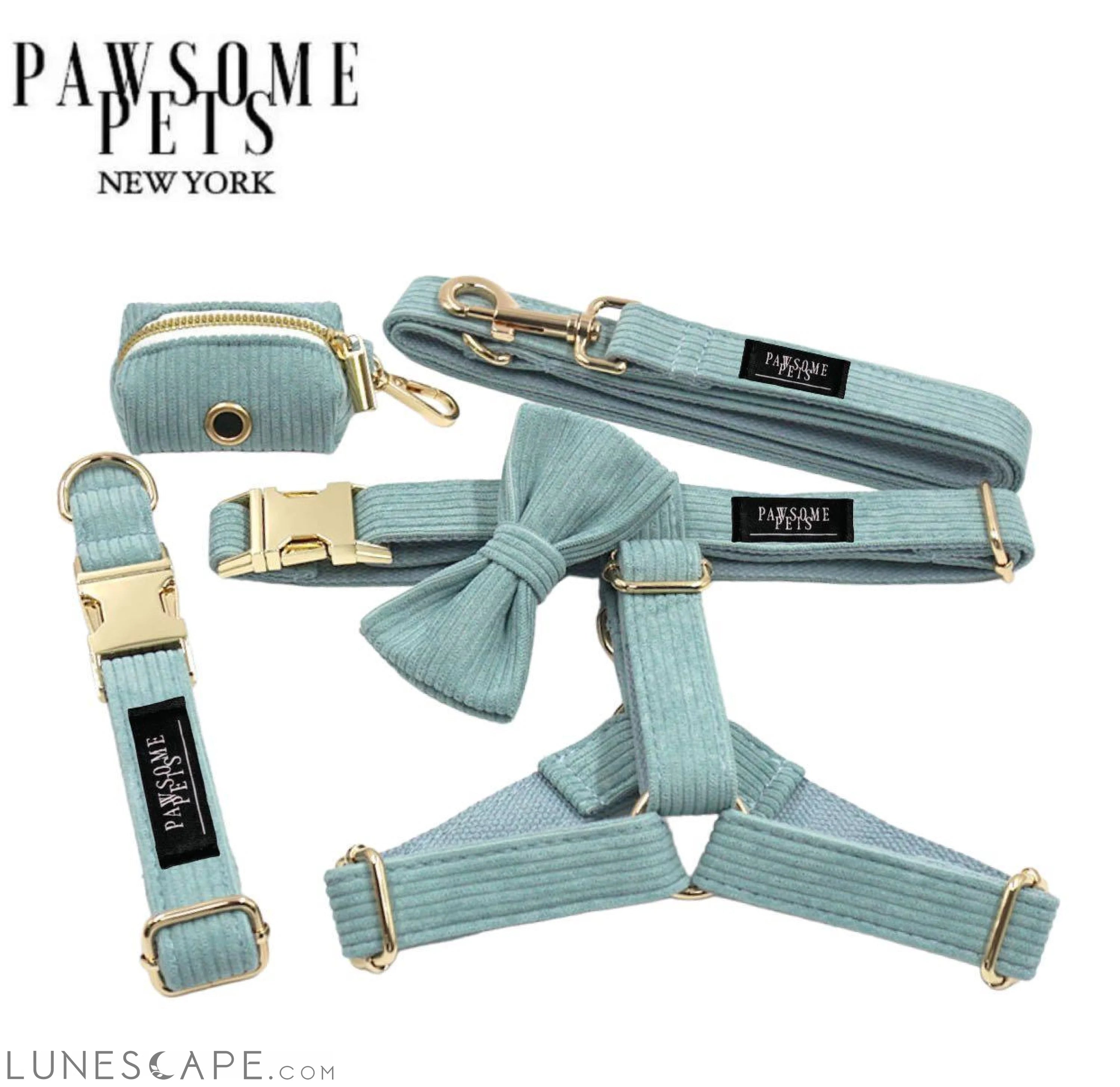 Dog Harness, Leash & Bandana Step in Bundle - Light Blue (5 Pieces) LUNESCAPE