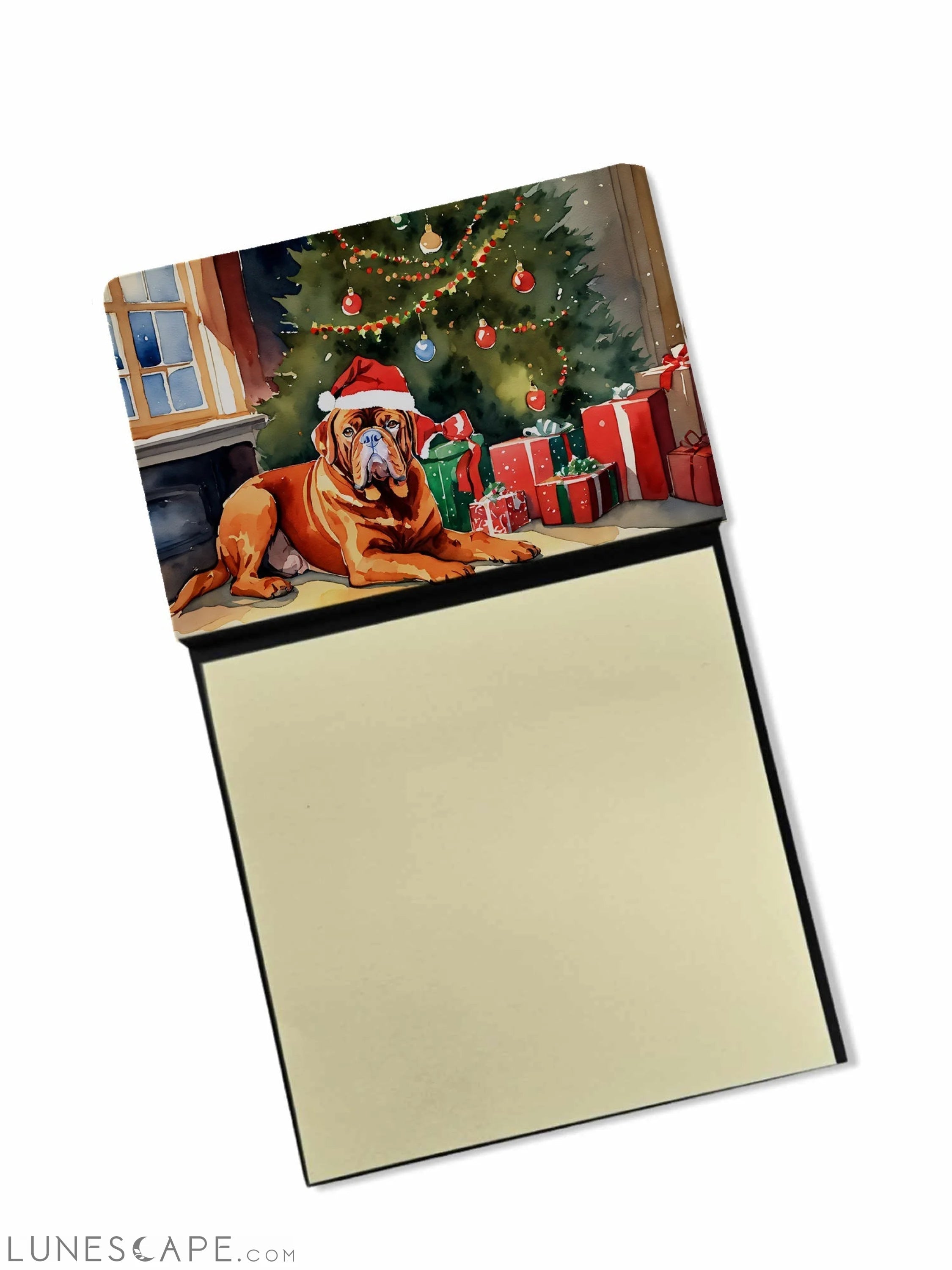 Dogue De Bordeaux Cozy Christmas Sticky Note Holder LUNESCAPE