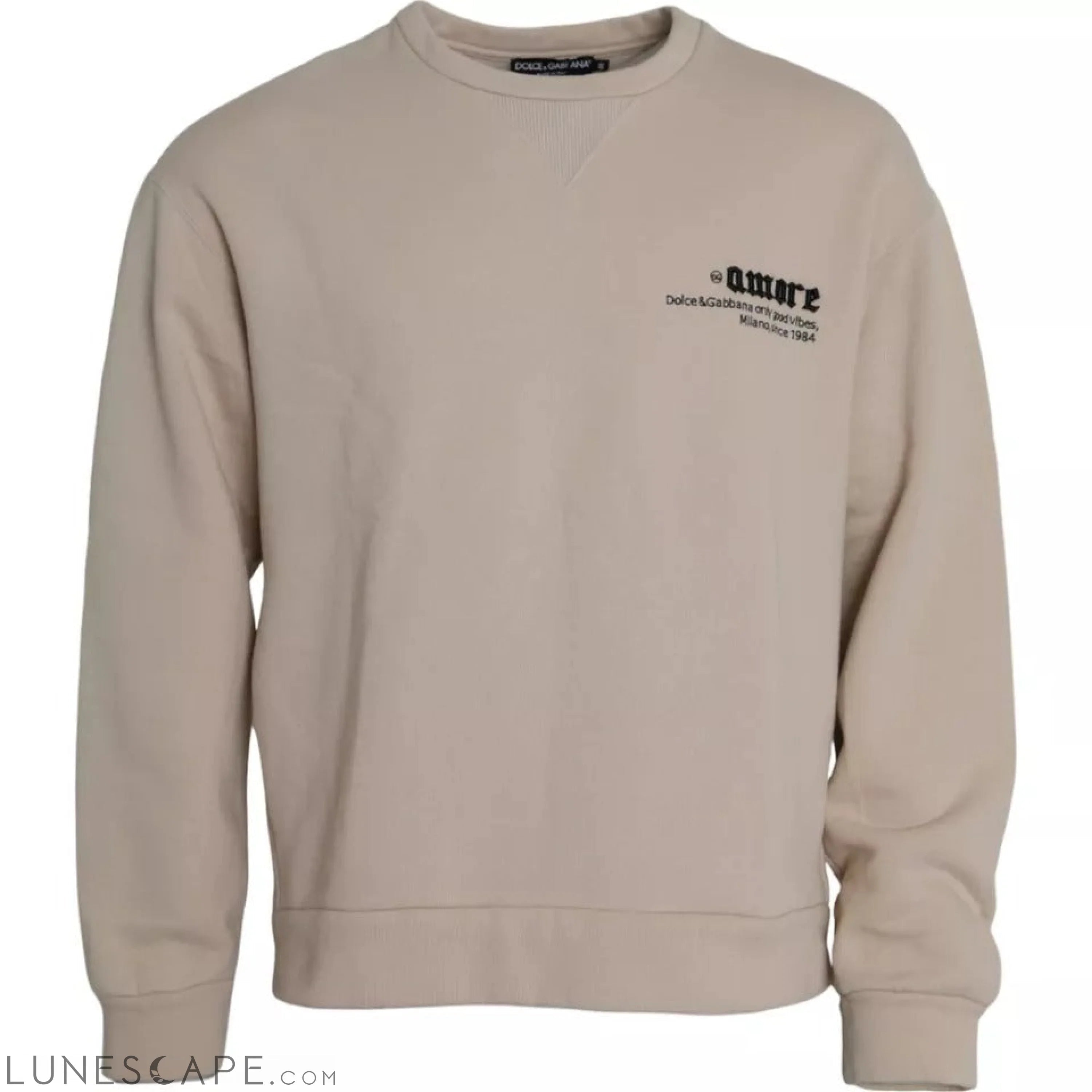 Dolce & Gabbana Beige Cotton Crew Neck Sweatshirt LUNESCAPE