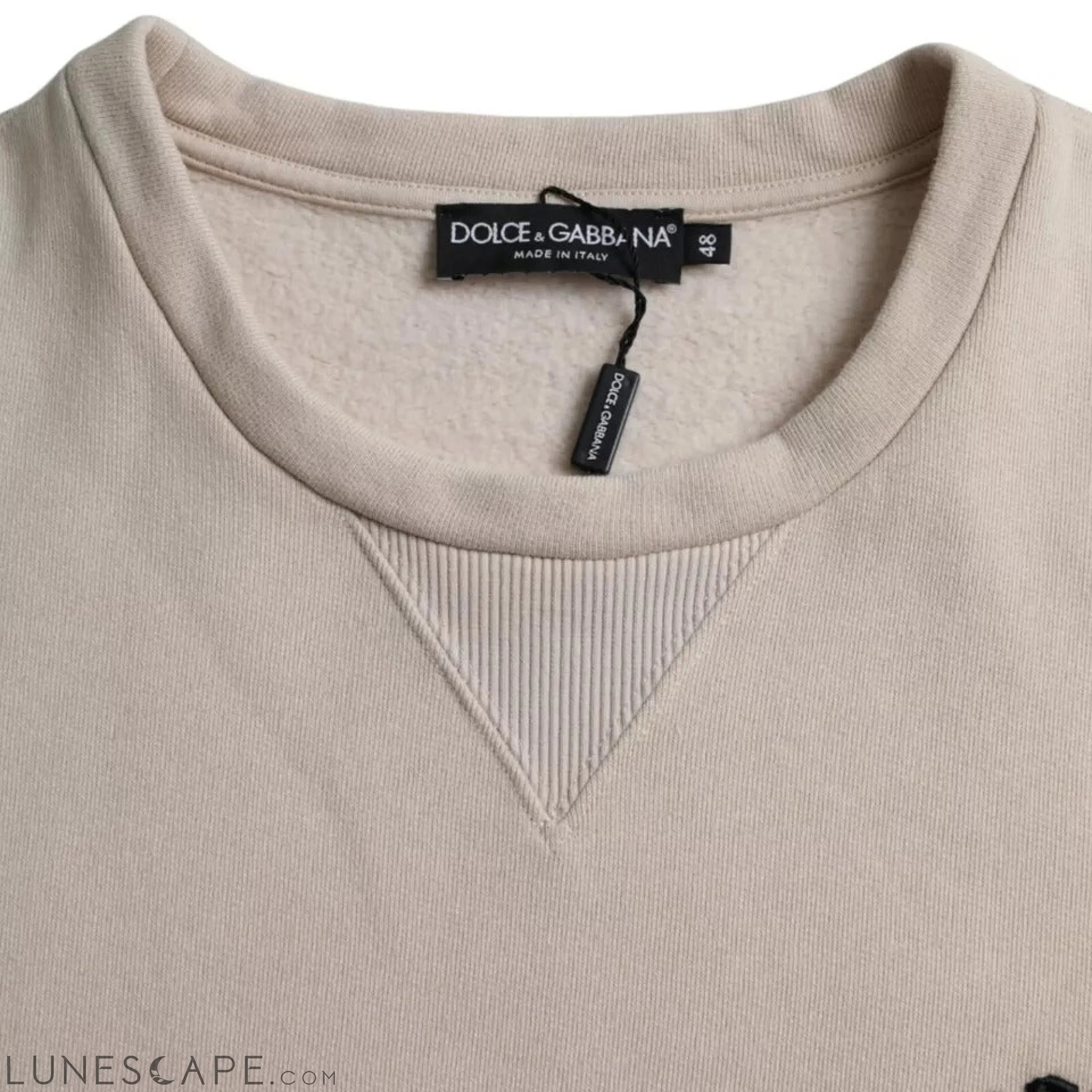 Dolce & Gabbana Beige Cotton Crew Neck Sweatshirt LUNESCAPE