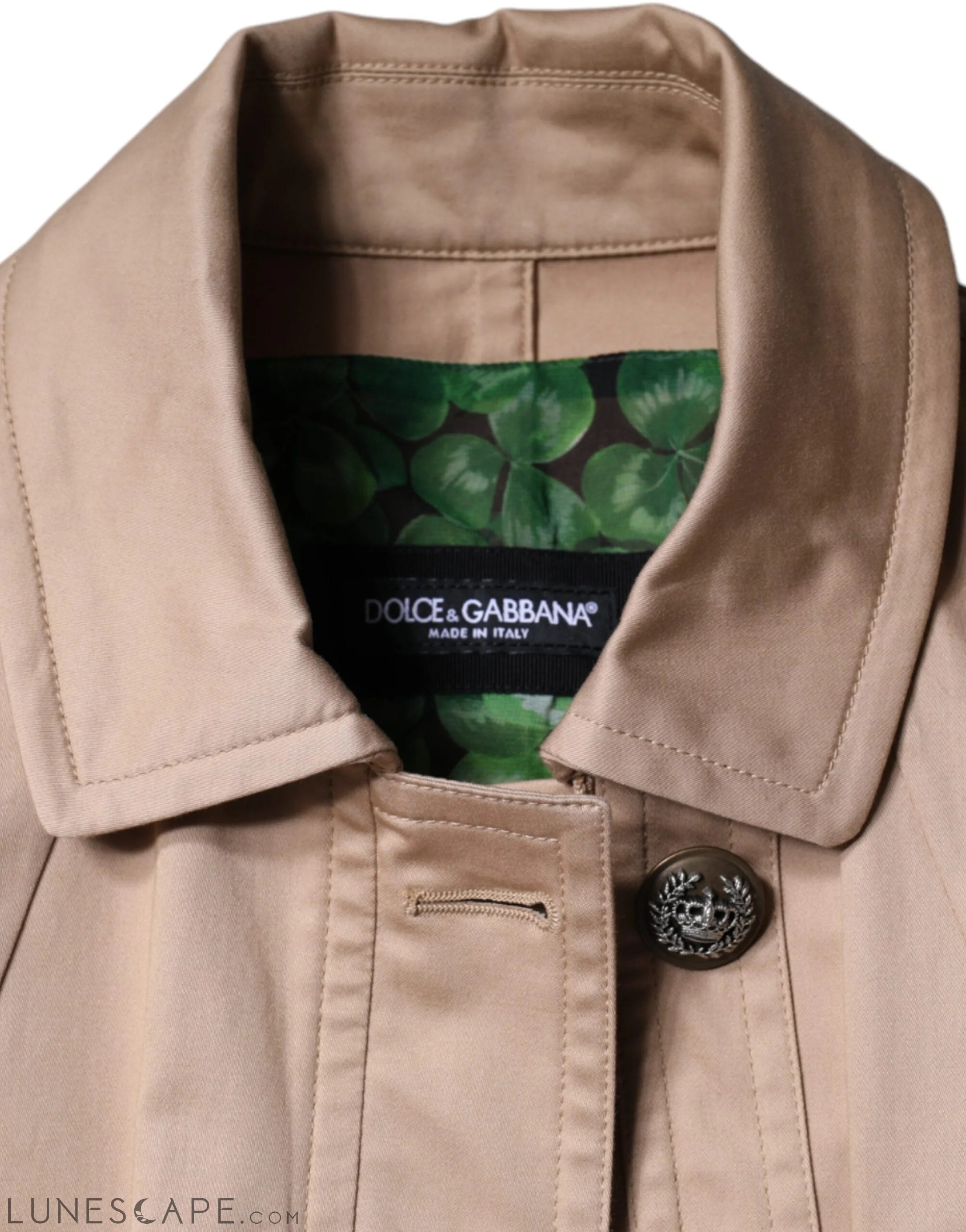 Dolce & Gabbana Beige Cotton Long Sleeve Collared Coat Jacket LUNESCAPE