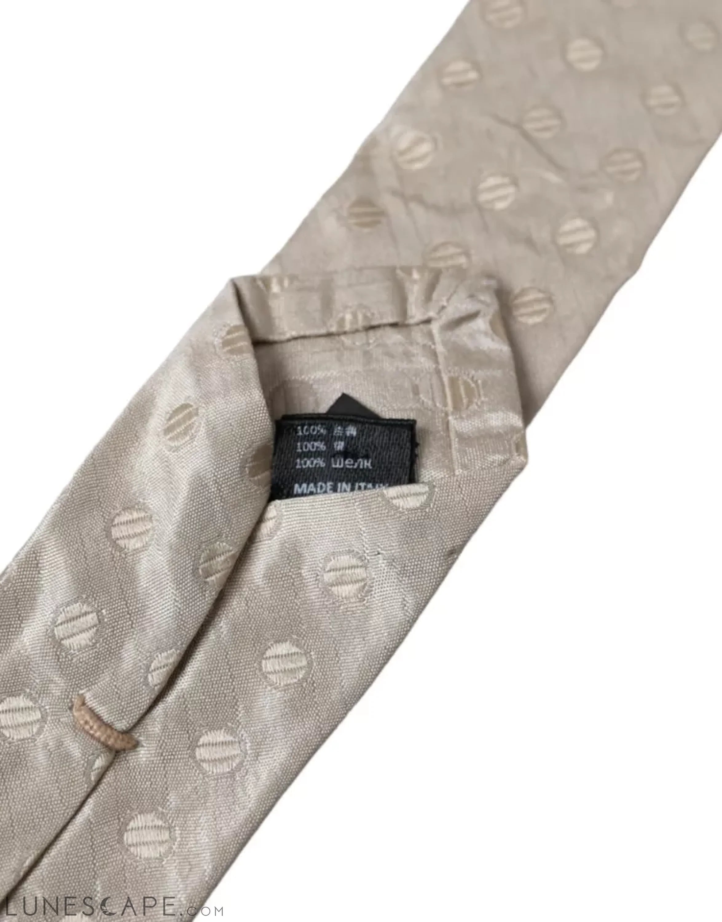 Dolce & Gabbana Beige Dotted Silk Classic Adjustable Men Tie LUNESCAPE