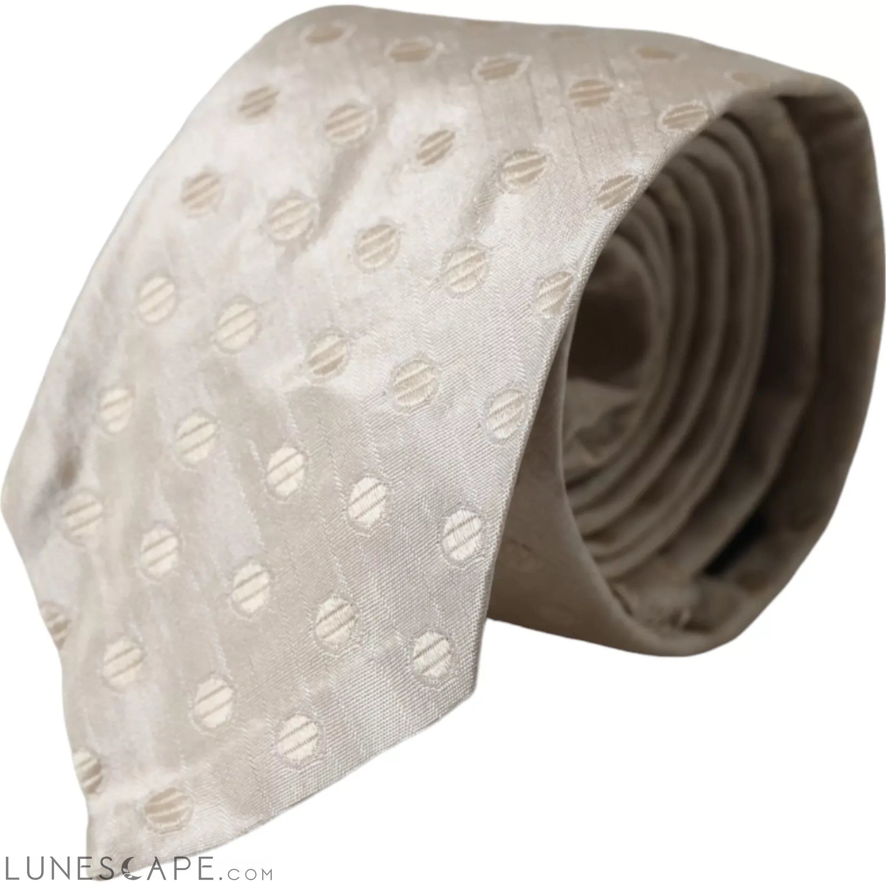 Dolce & Gabbana Beige Dotted Silk Classic Adjustable Men Tie LUNESCAPE