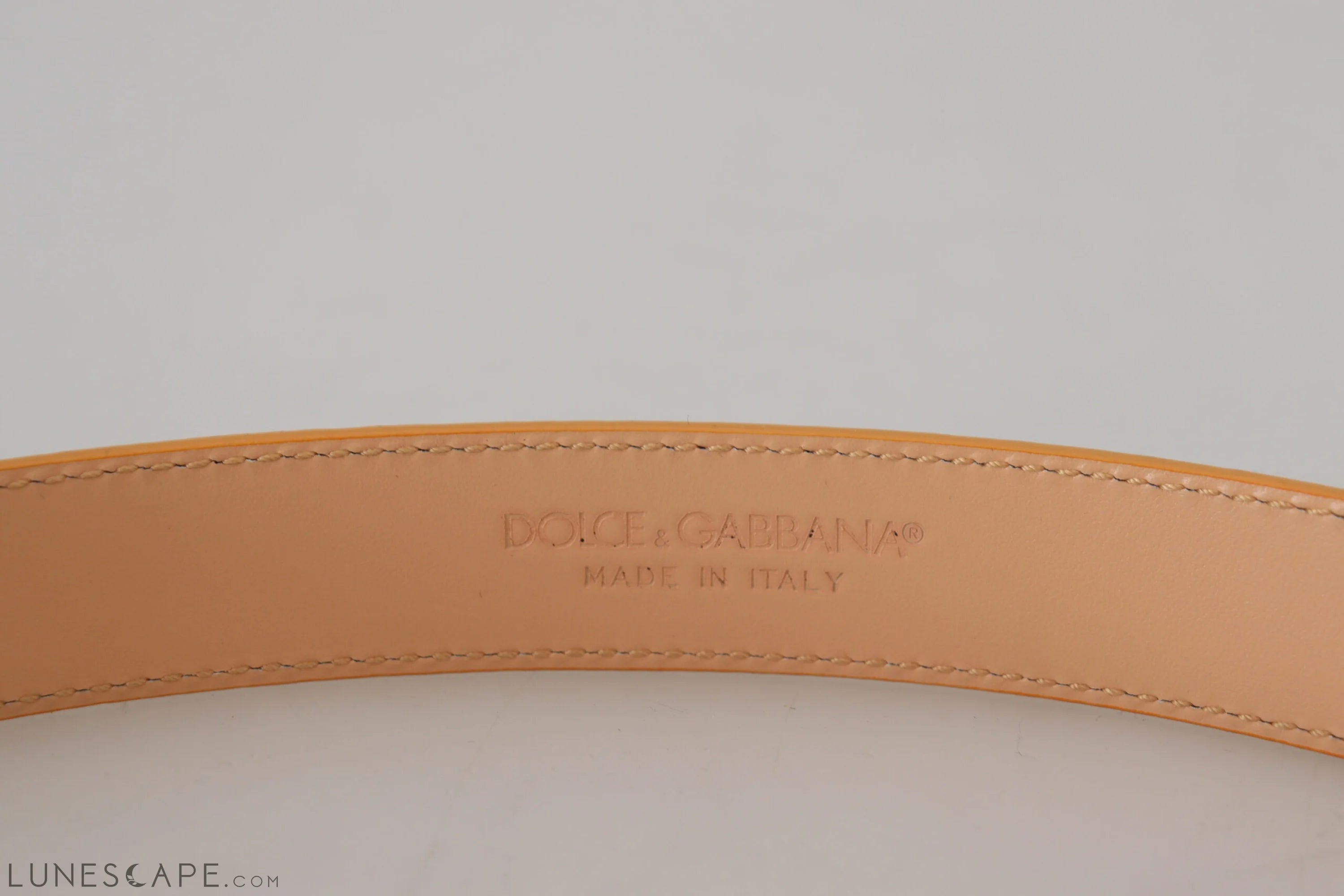 Dolce & Gabbana Beige Exotic Leather Gold Metal Buckle Belt LUNESCAPE