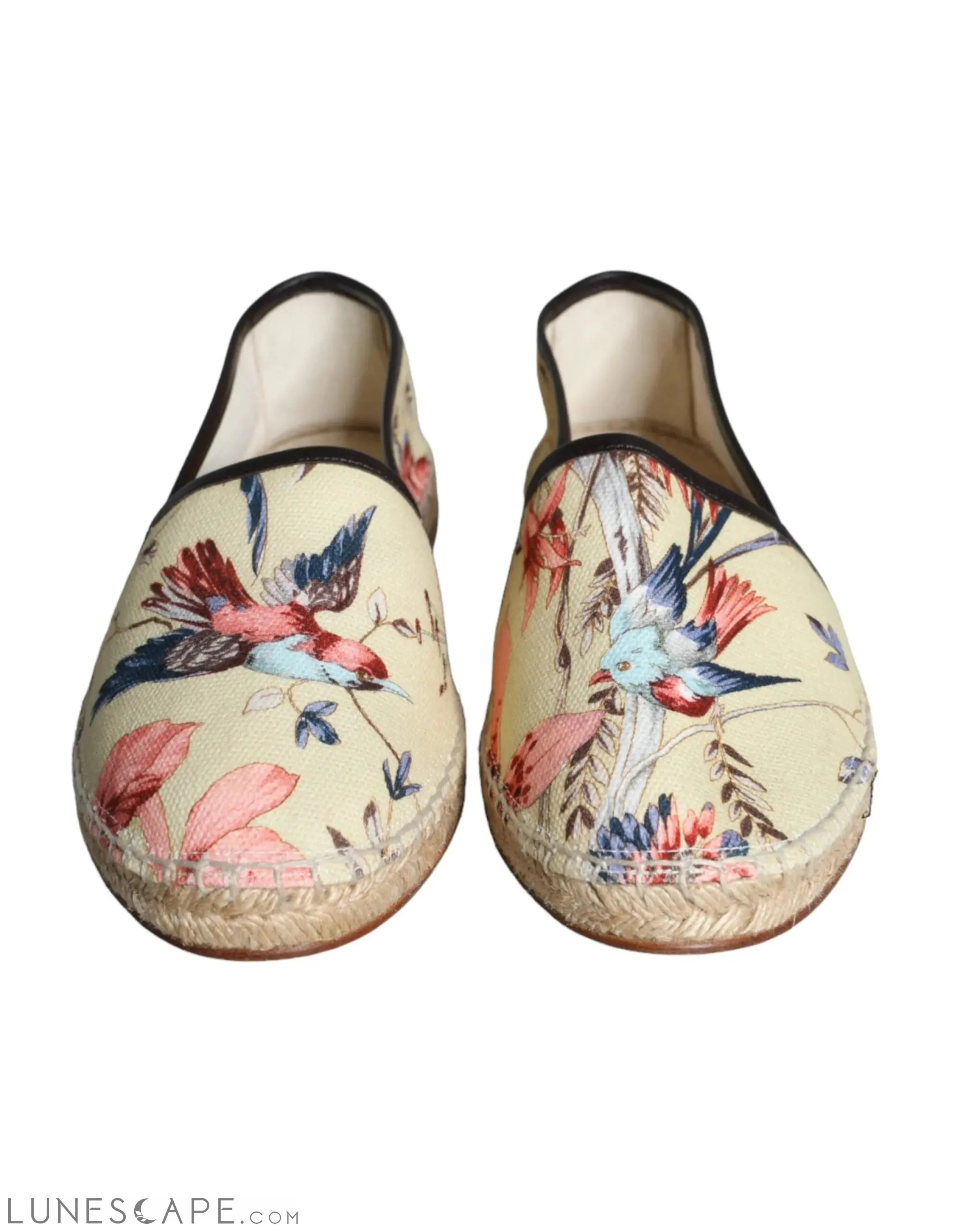 Dolce & Gabbana Beige Floral Canvas Mens Espadrilles Slip On Shoes LUNESCAPE