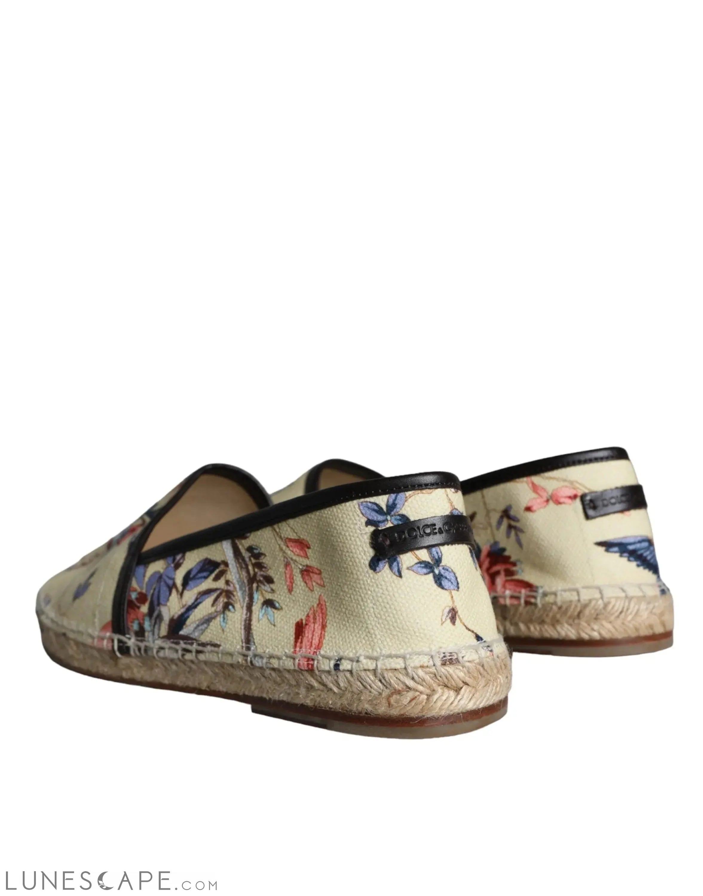 Dolce & Gabbana Beige Floral Canvas Mens Espadrilles Slip On Shoes LUNESCAPE