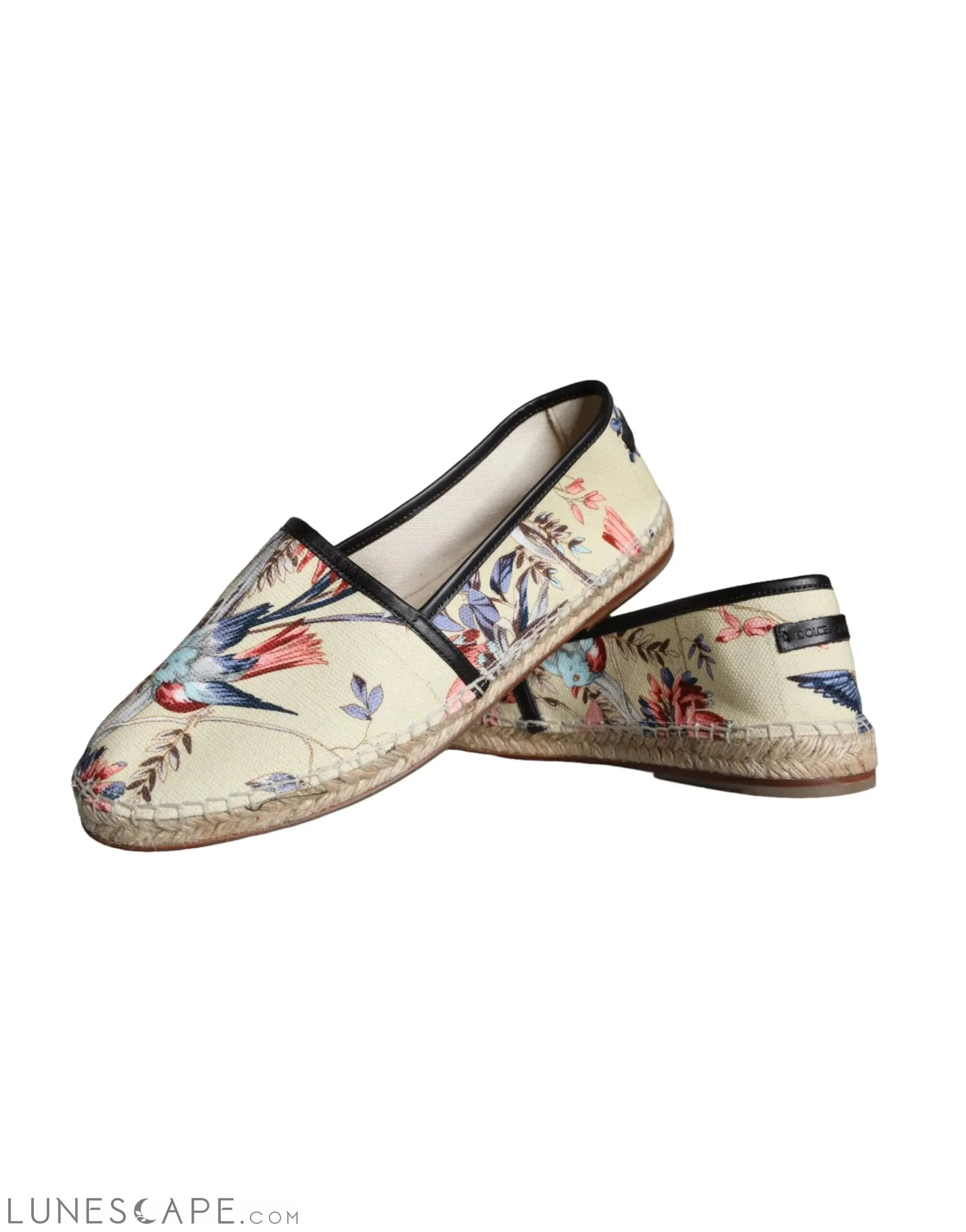 Dolce & Gabbana Beige Floral Canvas Mens Espadrilles Slip On Shoes LUNESCAPE