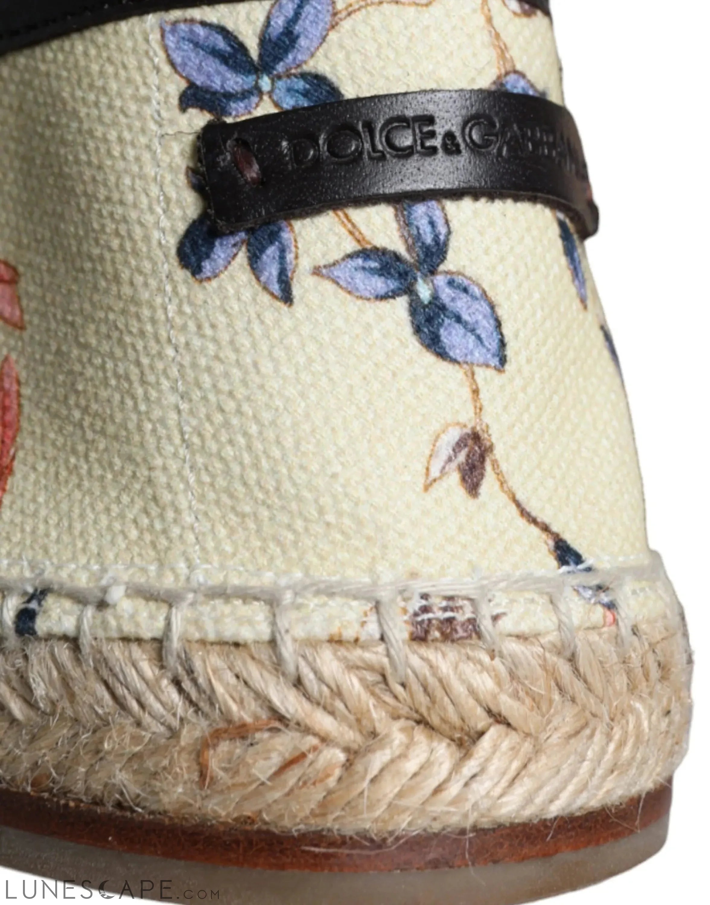 Dolce & Gabbana Beige Floral Canvas Mens Espadrilles Slip On Shoes LUNESCAPE