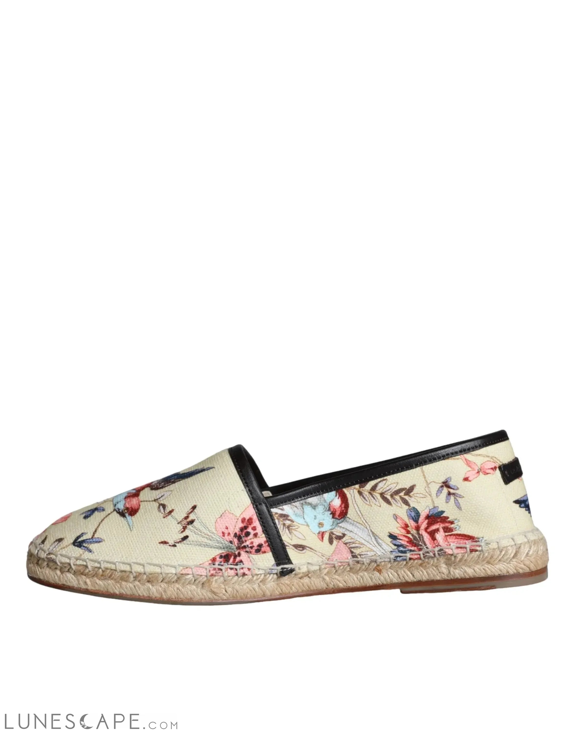 Dolce & Gabbana Beige Floral Canvas Mens Espadrilles Slip On Shoes LUNESCAPE