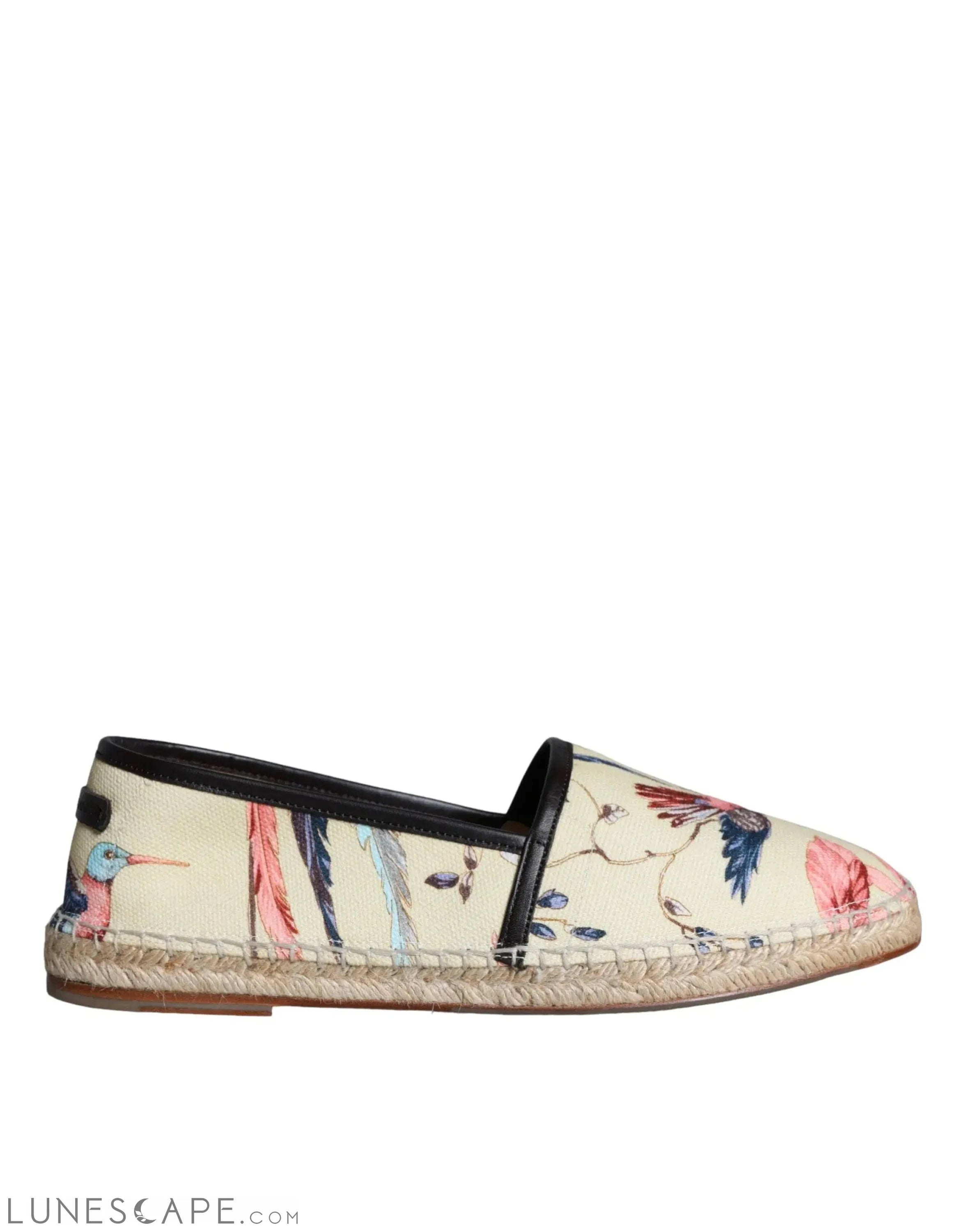 Dolce & Gabbana Beige Floral Canvas Mens Espadrilles Slip On Shoes LUNESCAPE