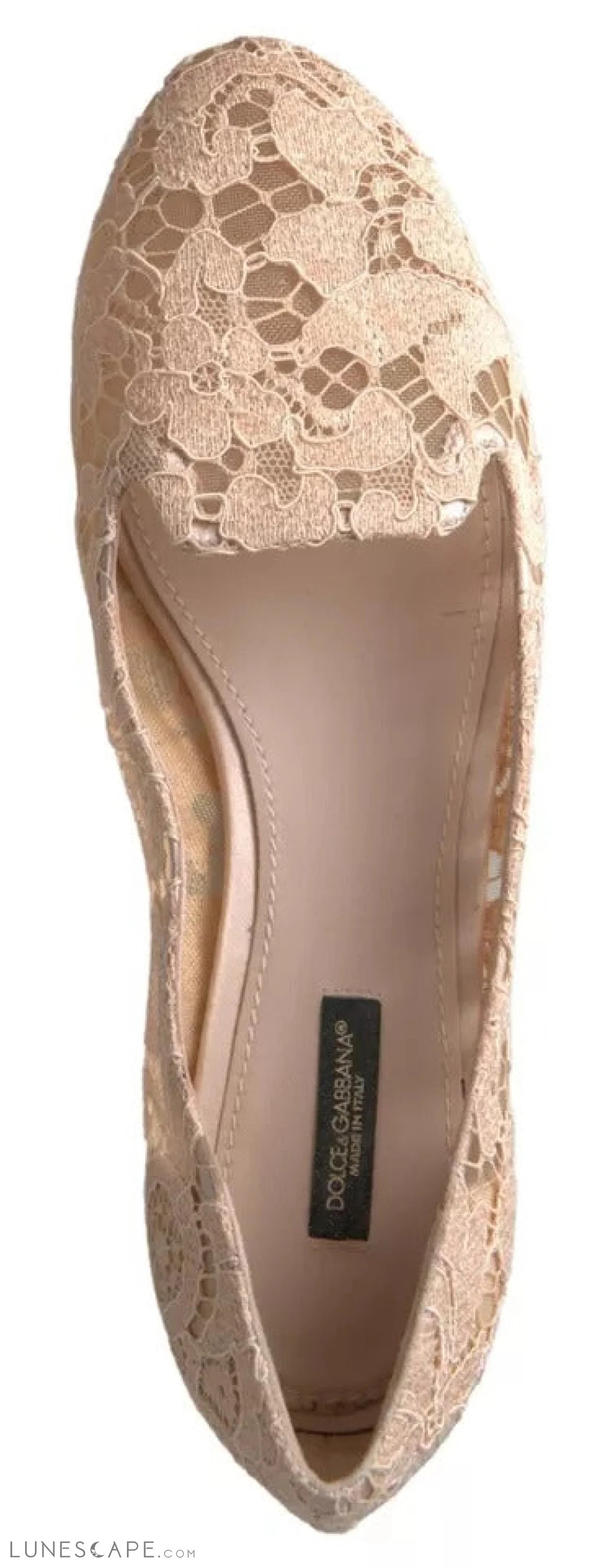 Dolce & Gabbana Beige Floral Lace Loafers Flats Shoes LUNESCAPE