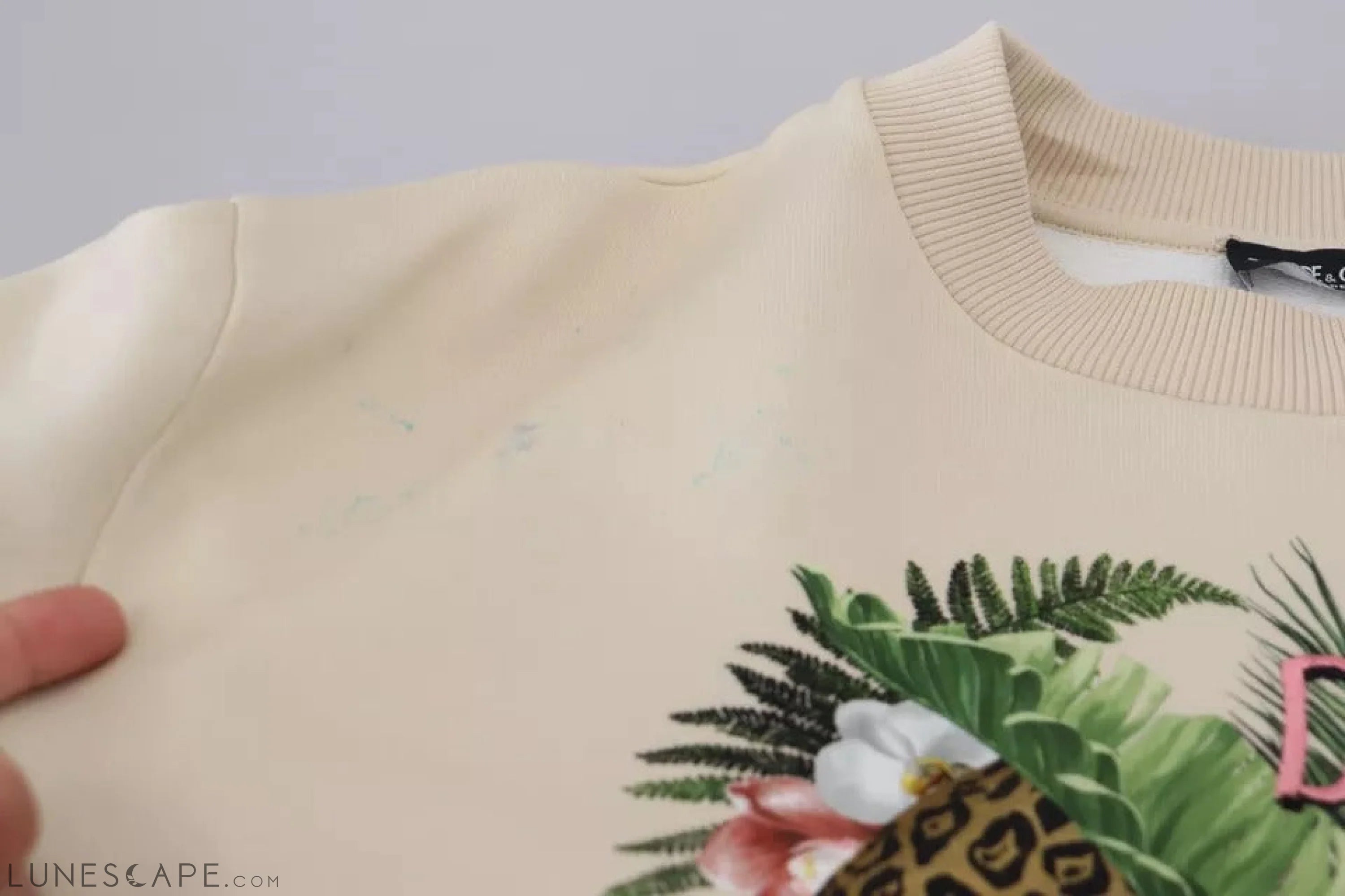 Dolce & Gabbana Beige Jungle Printed Pullover Cotton Sweater LUNESCAPE