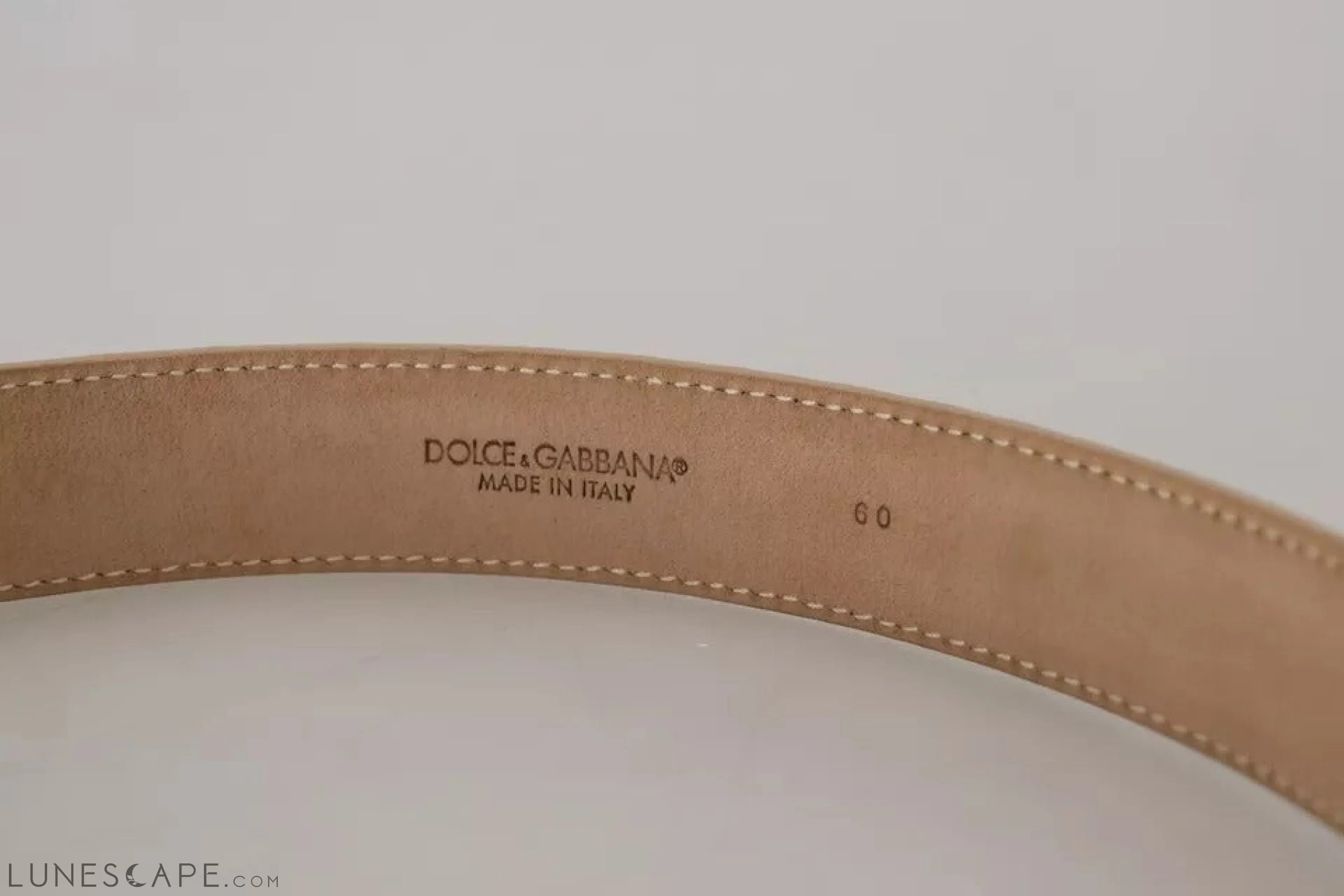 Dolce & Gabbana Beige Leather Crystal Buckle Women Belt LUNESCAPE