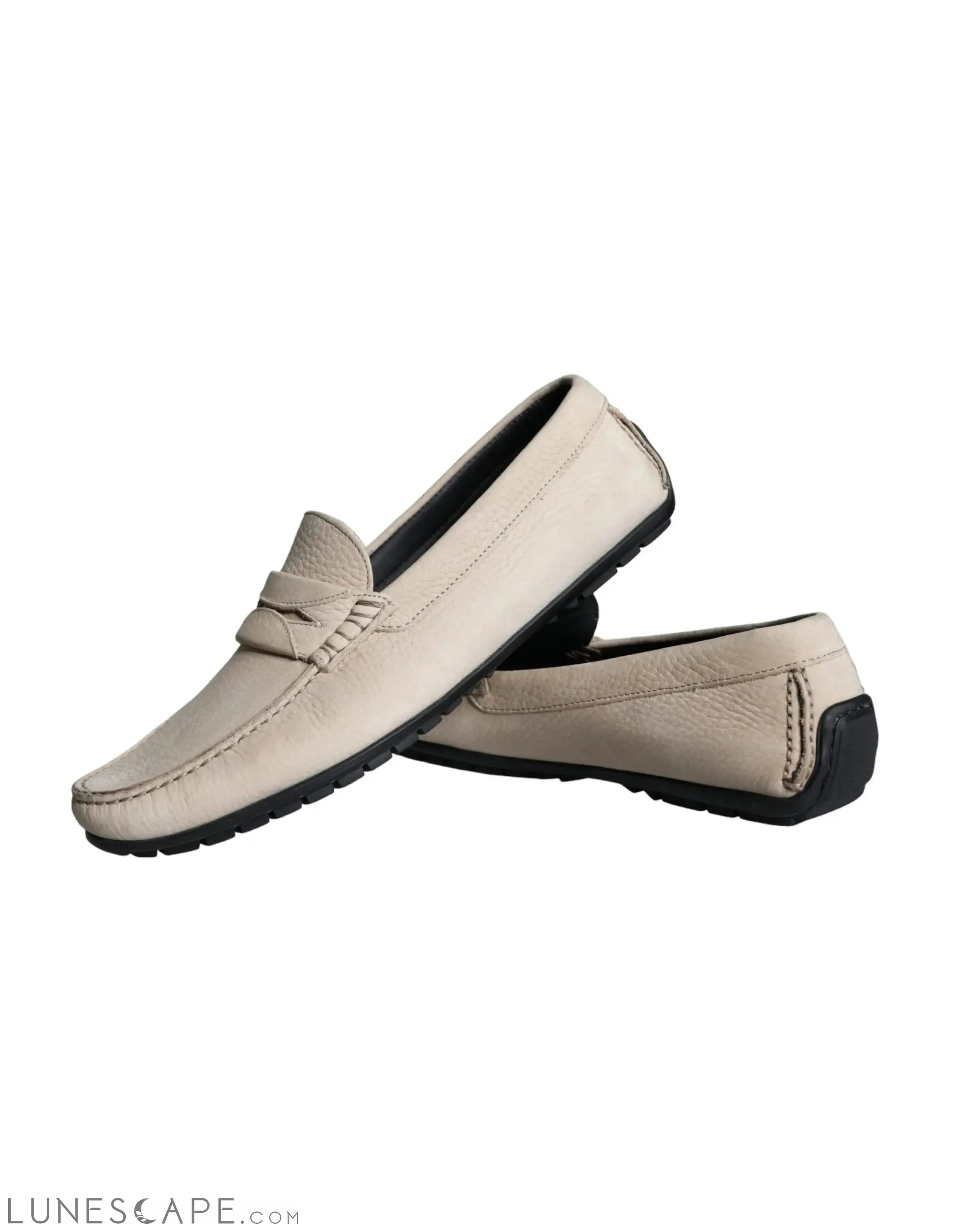 Dolce & Gabbana Beige Leather Slip Mocassin Loafers Men Shoes LUNESCAPE