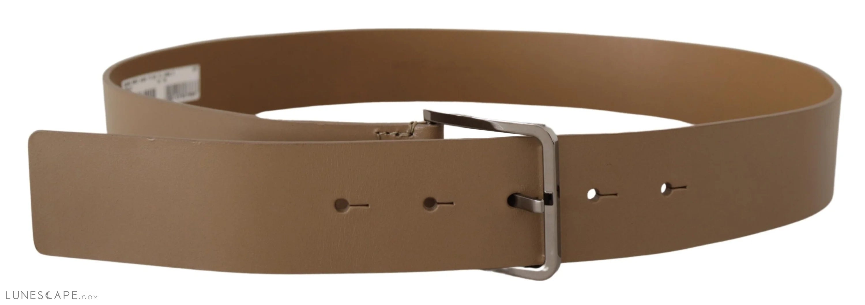 Dolce & Gabbana Beige Leather Statement Belt with Silver Buckle LUNESCAPE