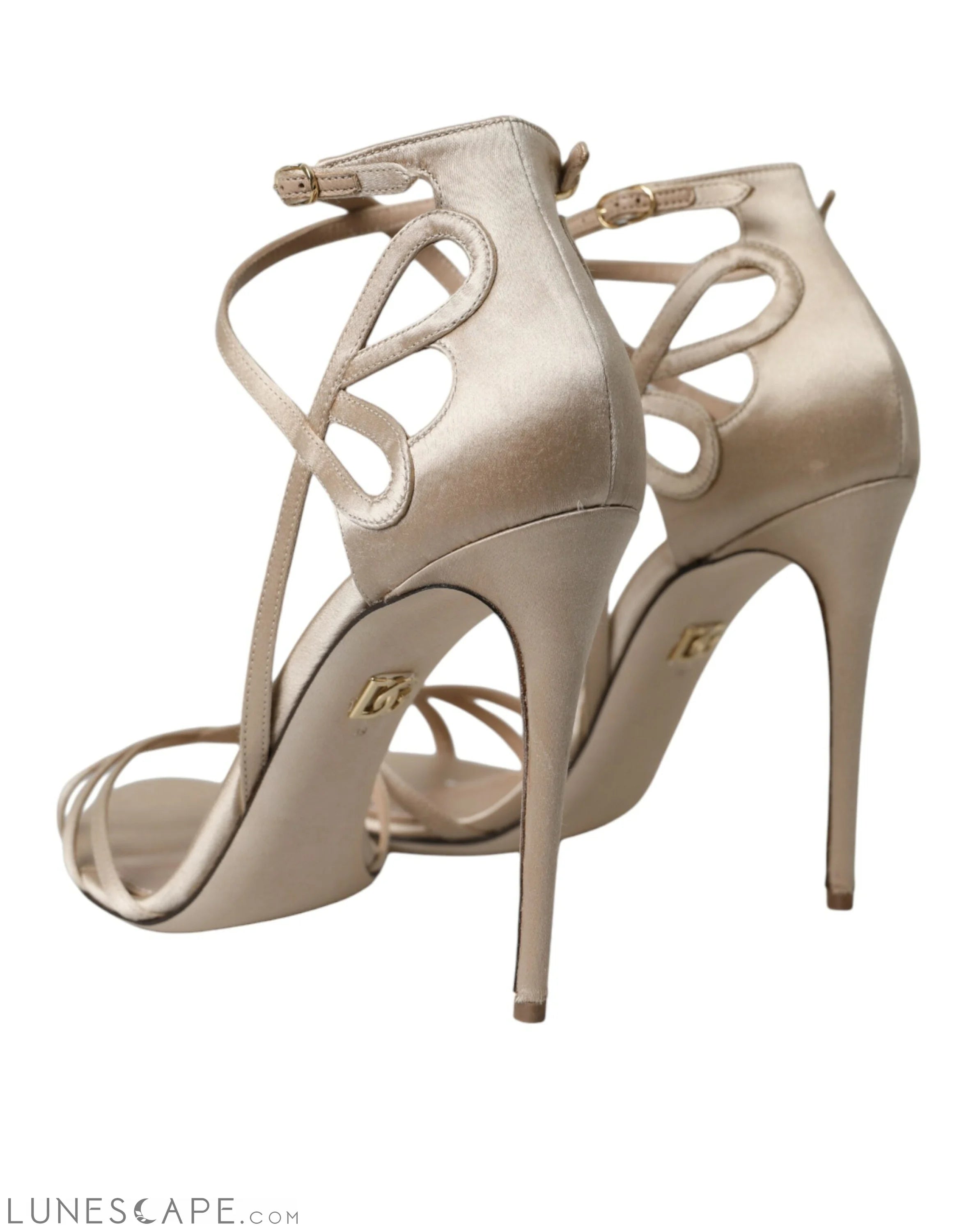 Dolce & Gabbana Beige Leather Strappy Heels Sandals Shoes LUNESCAPE