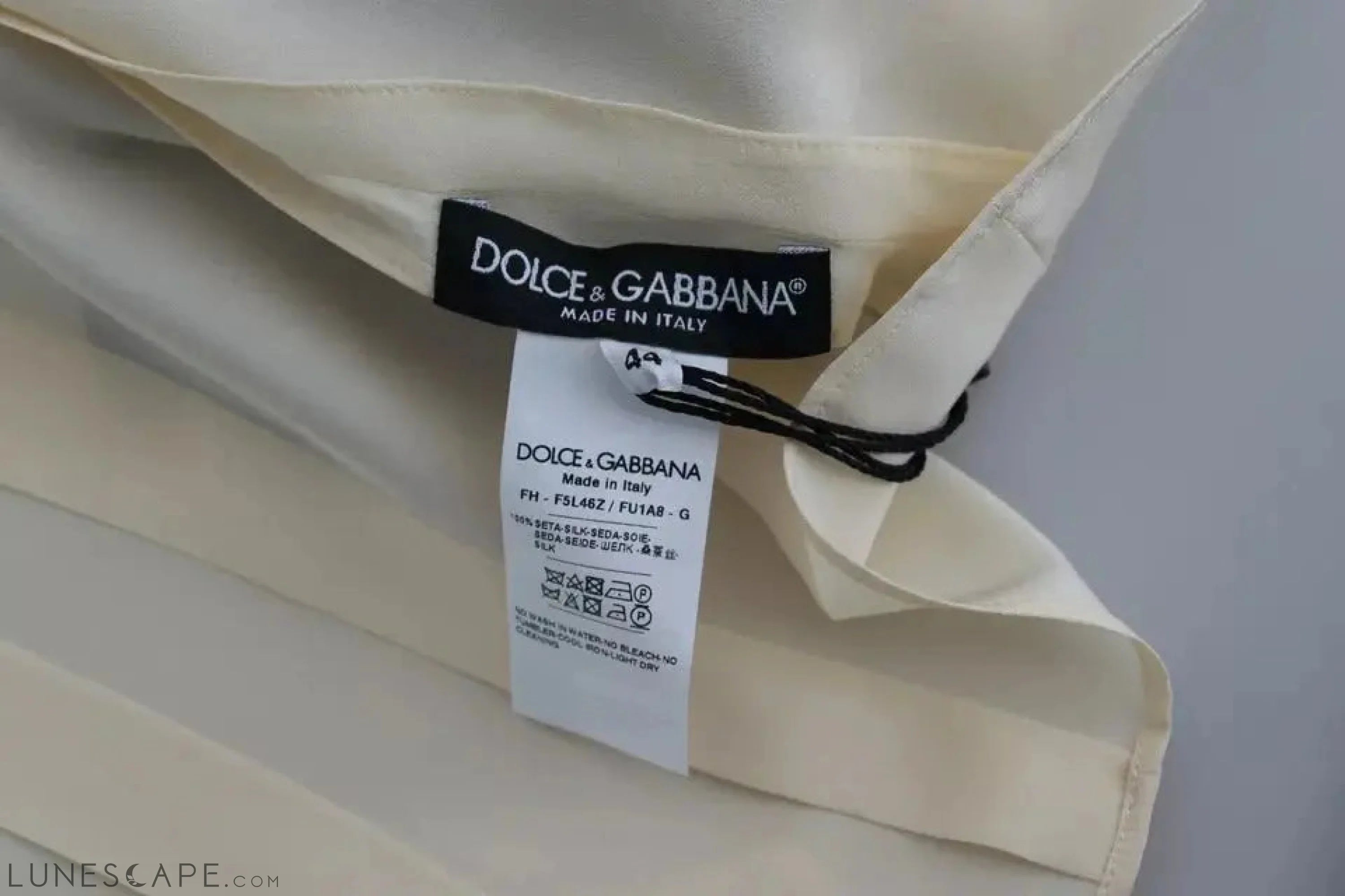 Dolce & Gabbana Beige Silk Crepe Shirt Padded Shoulder Top LUNESCAPE