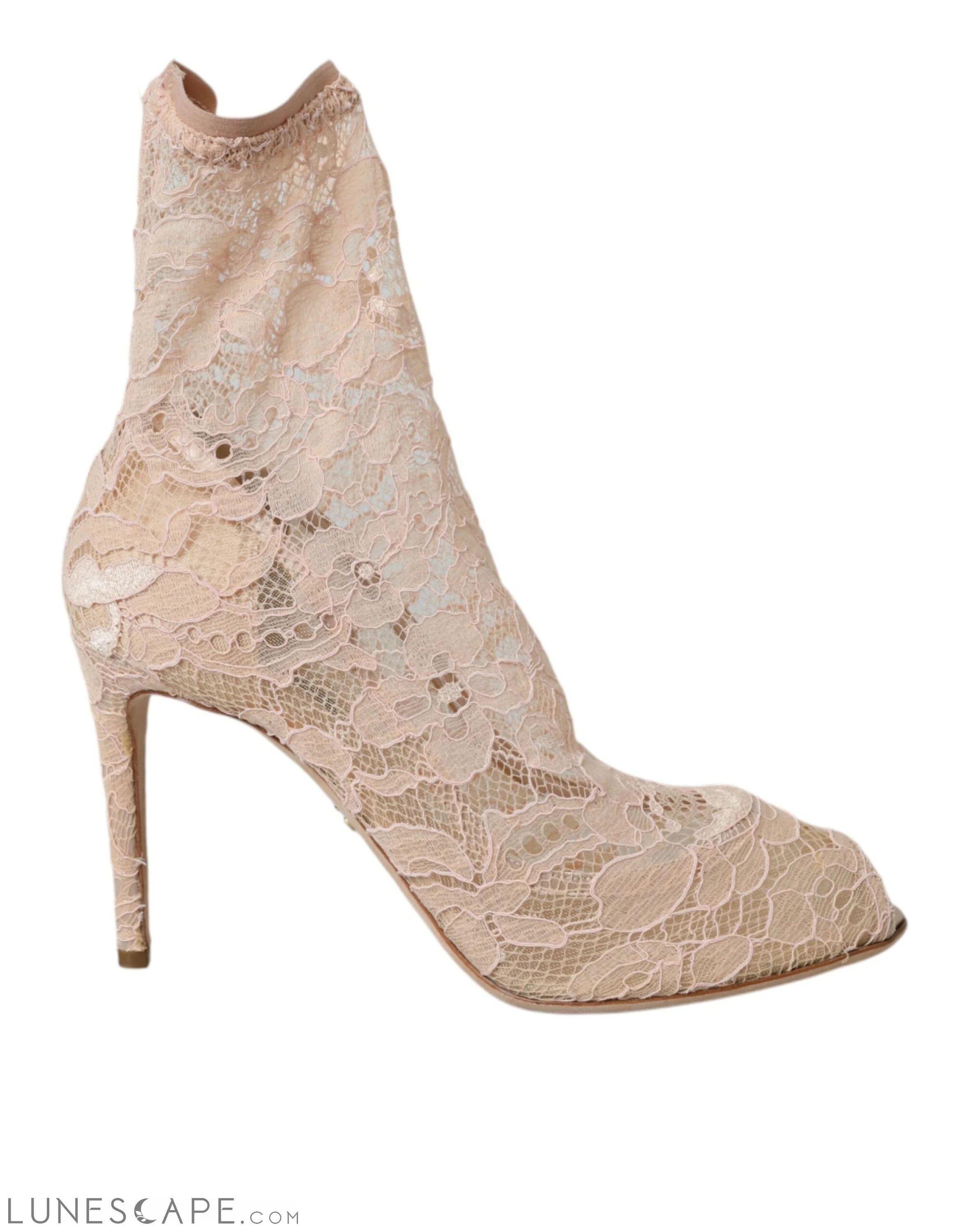 Dolce & Gabbana Beige Stretch Taormina Lace Boots Shoes LUNESCAPE