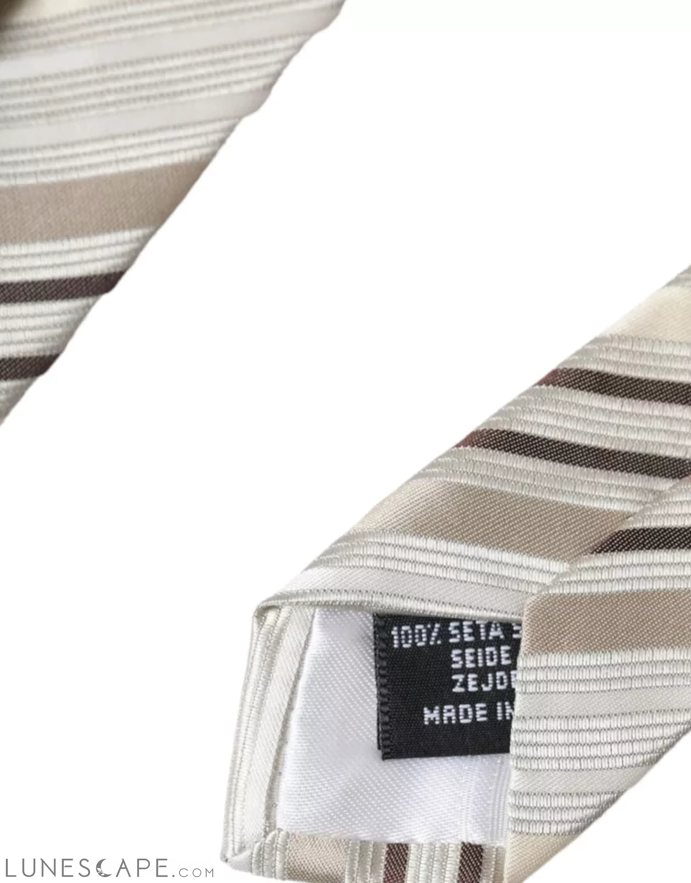 Dolce & Gabbana Beige Stripes Fantasy Silk Adjustable Men Tie LUNESCAPE