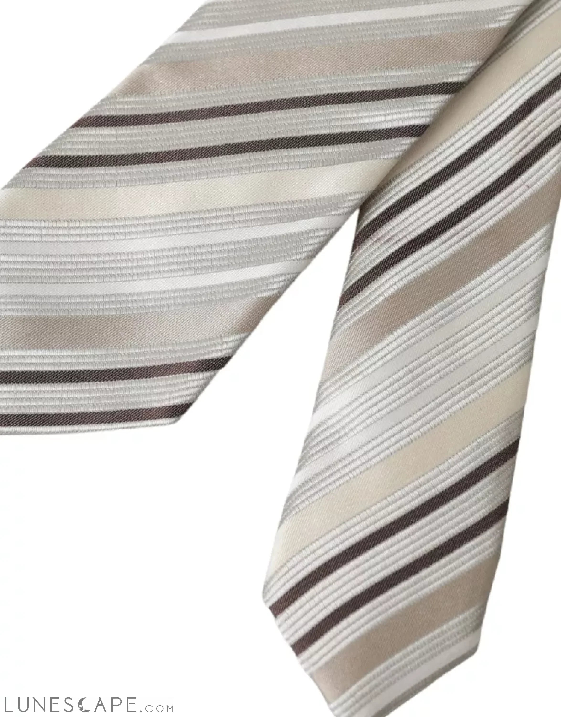 Dolce & Gabbana Beige Stripes Fantasy Silk Adjustable Men Tie LUNESCAPE