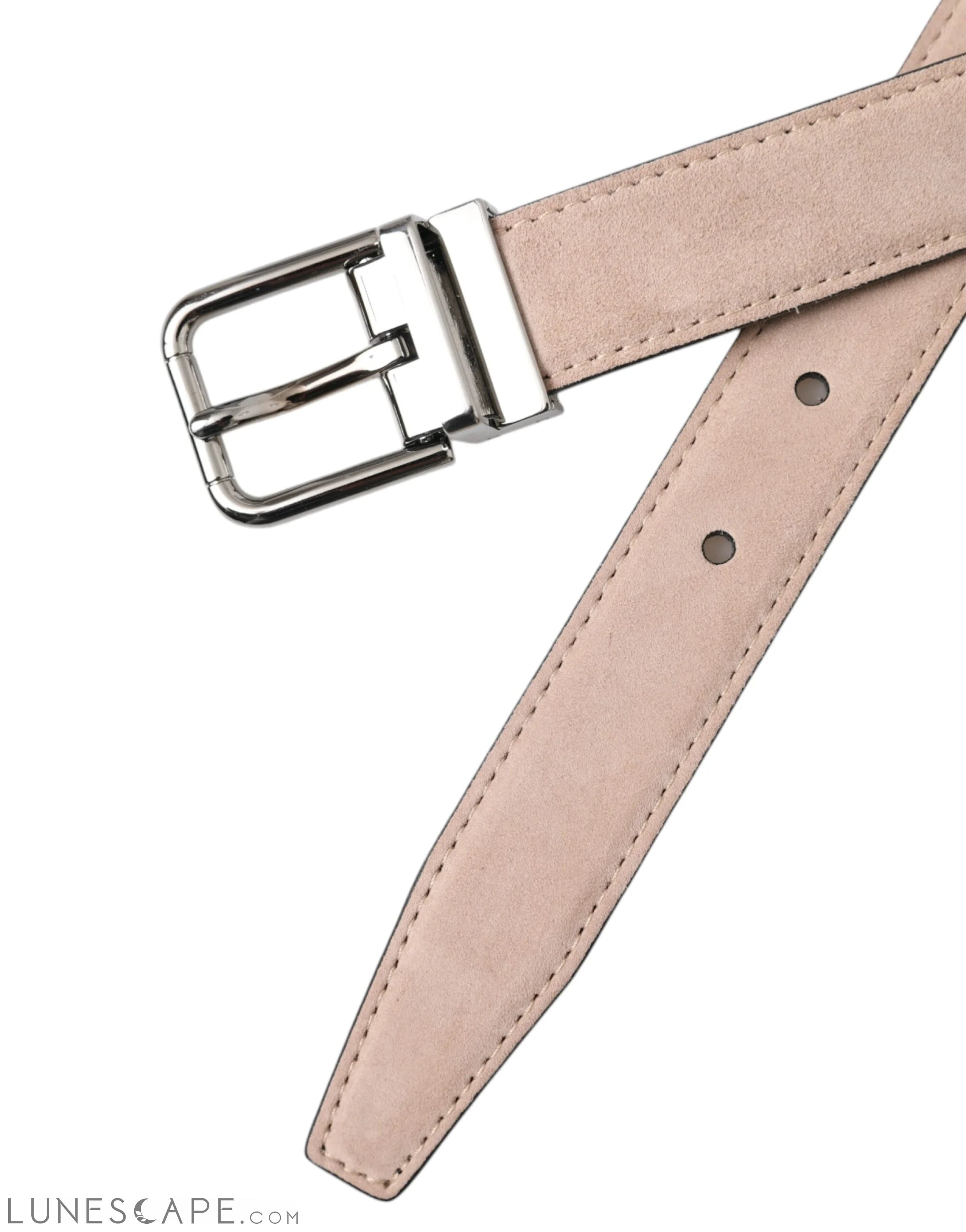 Dolce & Gabbana Beige Suede Leather Silver Buckle Belt Men LUNESCAPE