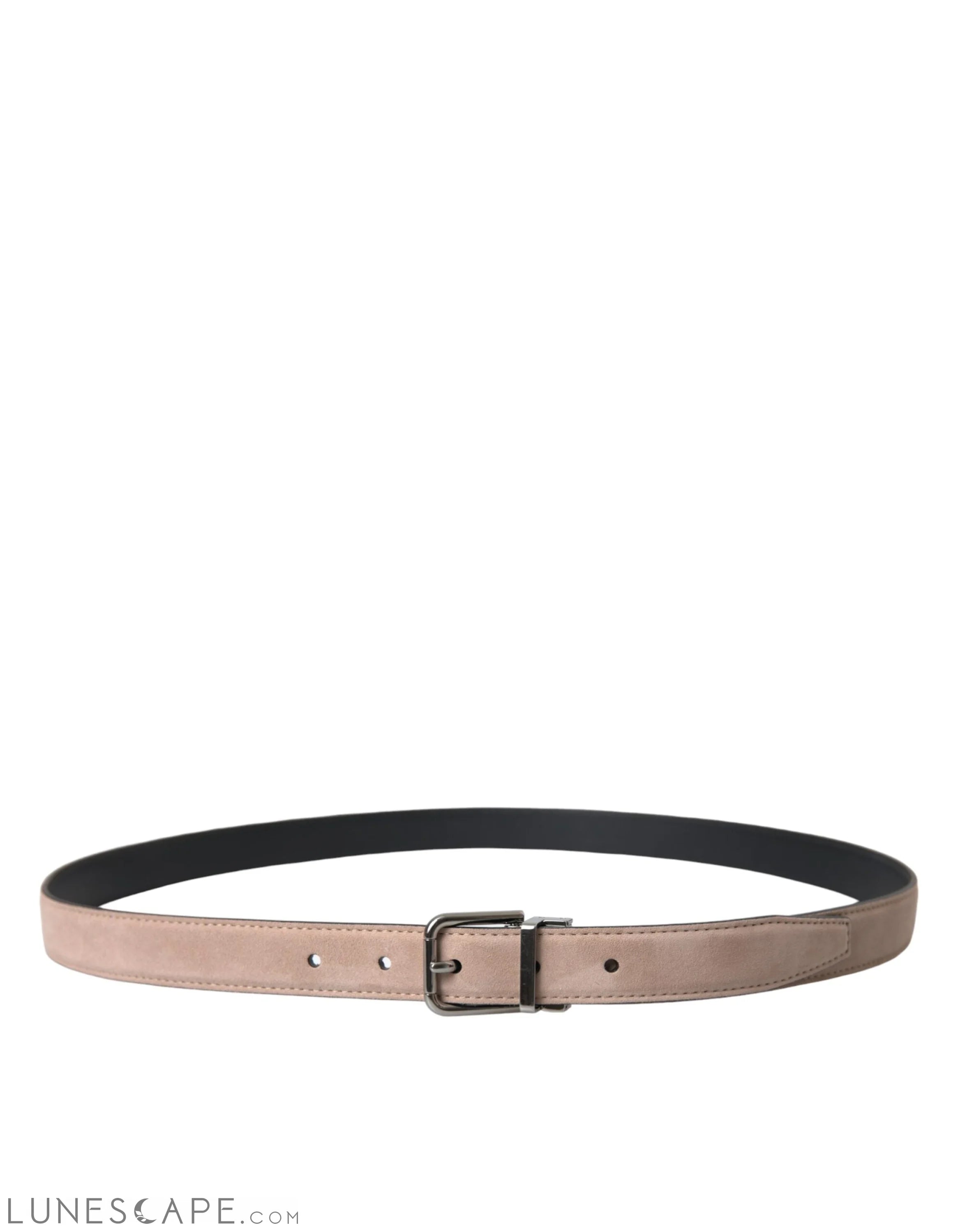 Dolce & Gabbana Beige Suede Leather Silver Buckle Belt Men LUNESCAPE