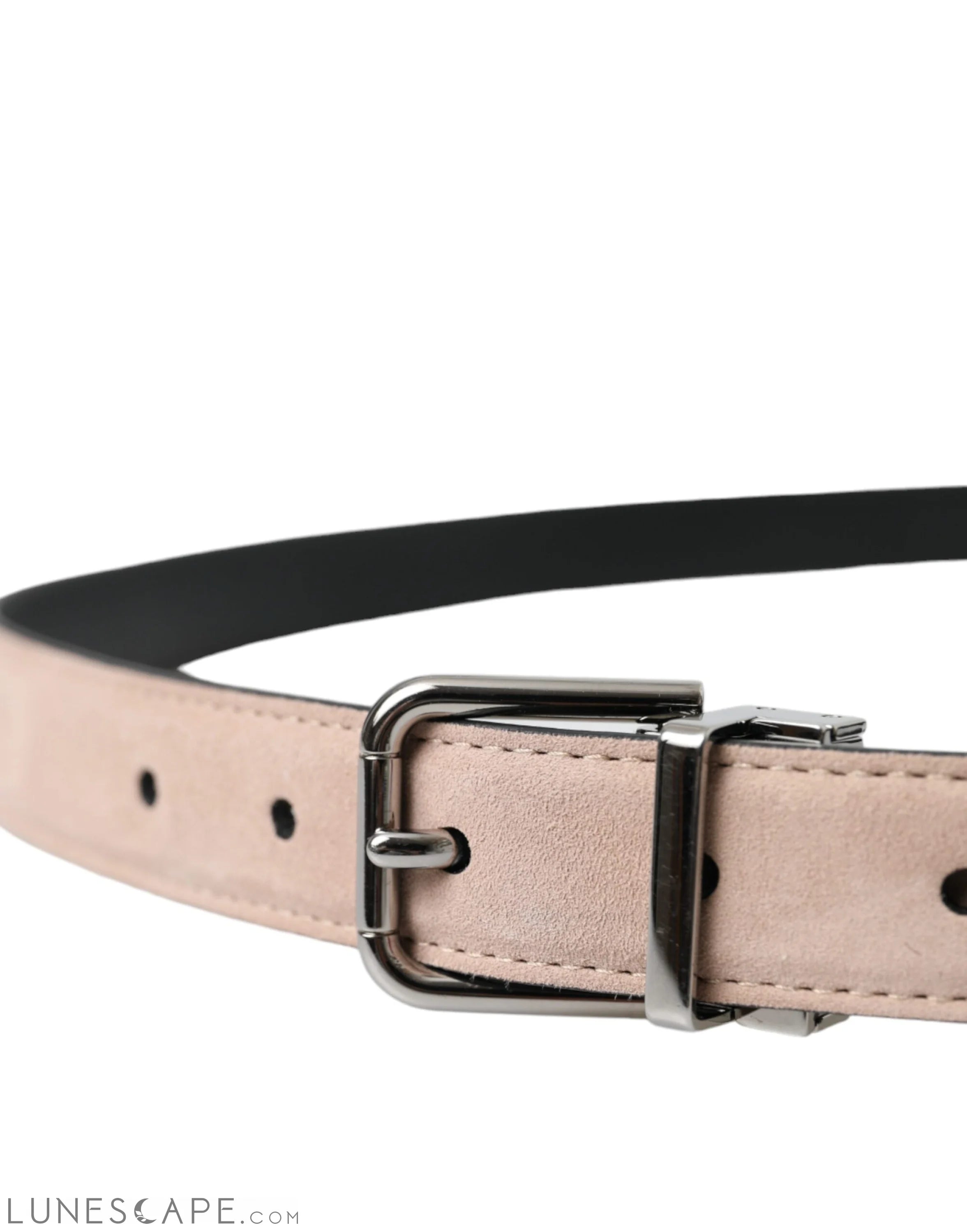 Dolce & Gabbana Beige Suede Leather Silver Buckle Belt Men LUNESCAPE