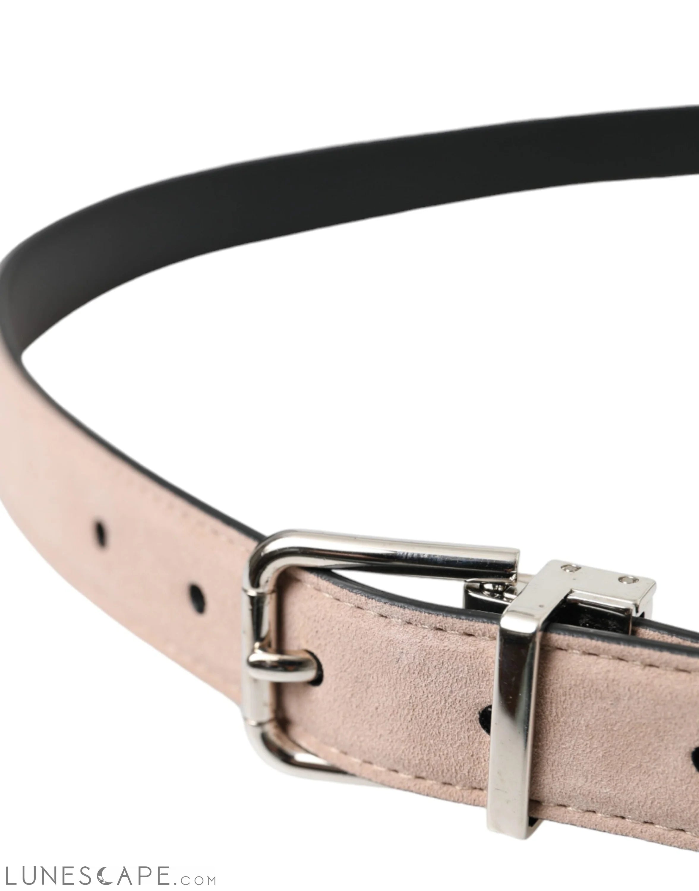 Dolce & Gabbana Beige Suede Leather Silver Buckle Belt Men LUNESCAPE