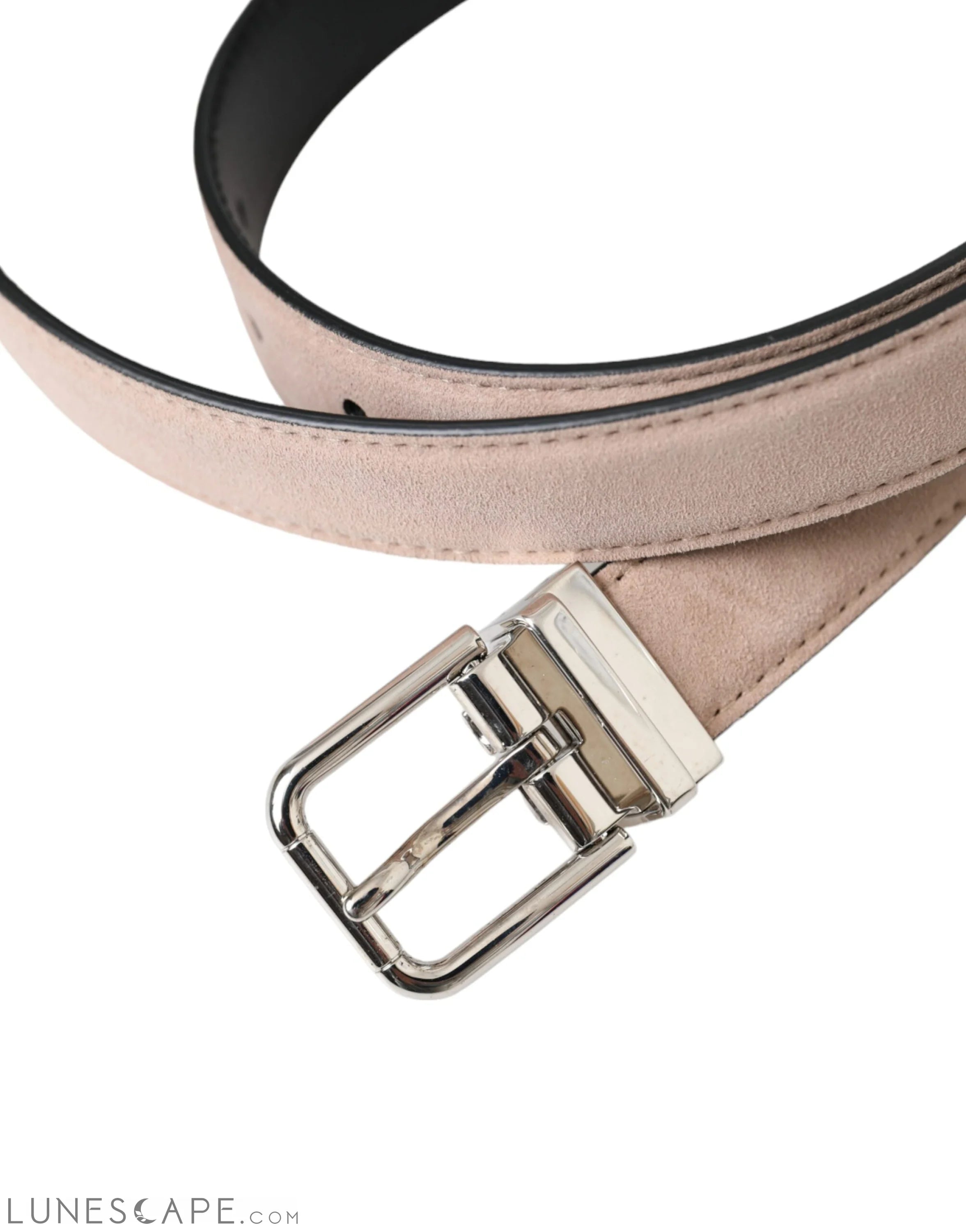 Dolce & Gabbana Beige Suede Leather Silver Buckle Belt Men LUNESCAPE