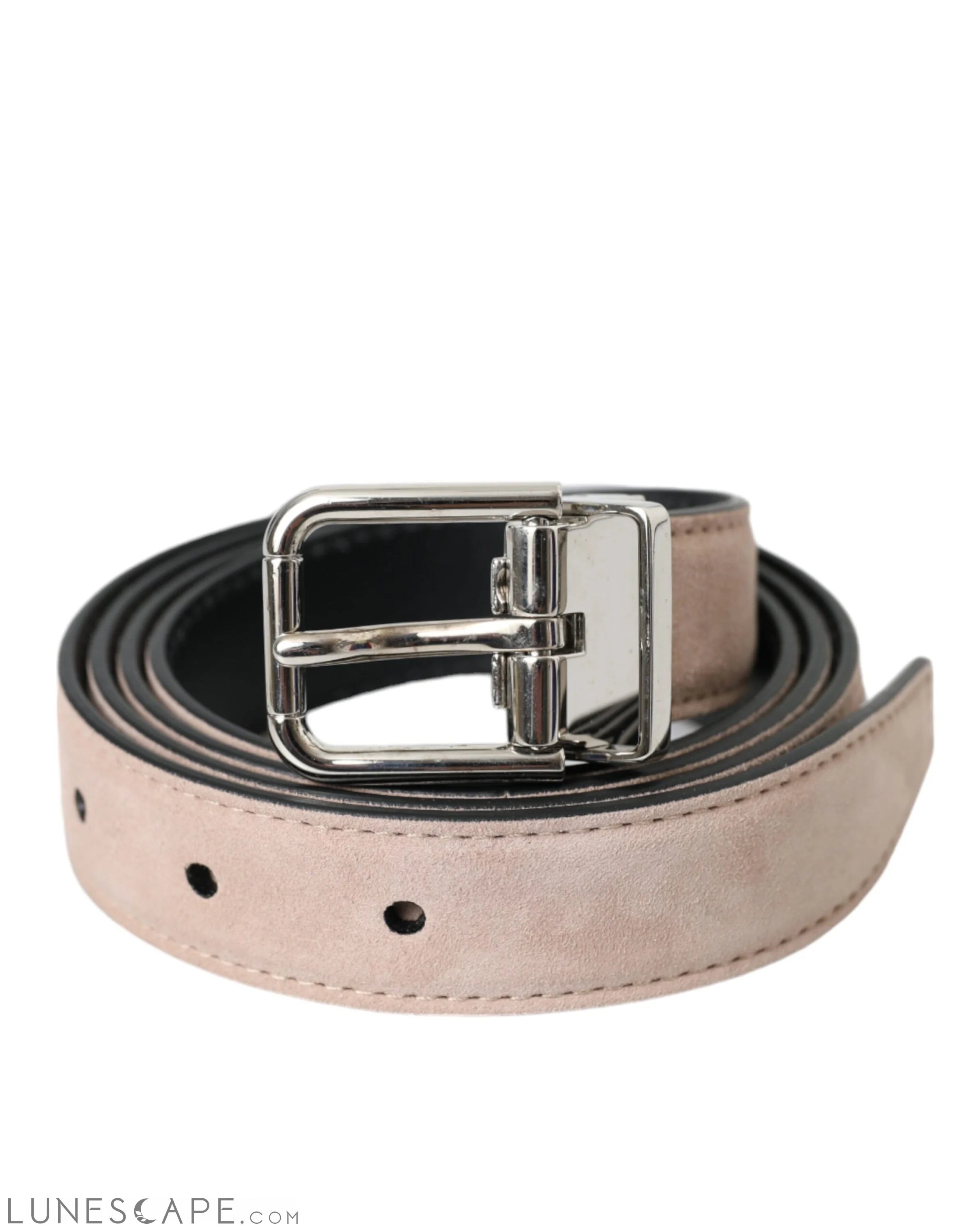 Dolce & Gabbana Beige Suede Leather Silver Buckle Belt Men LUNESCAPE