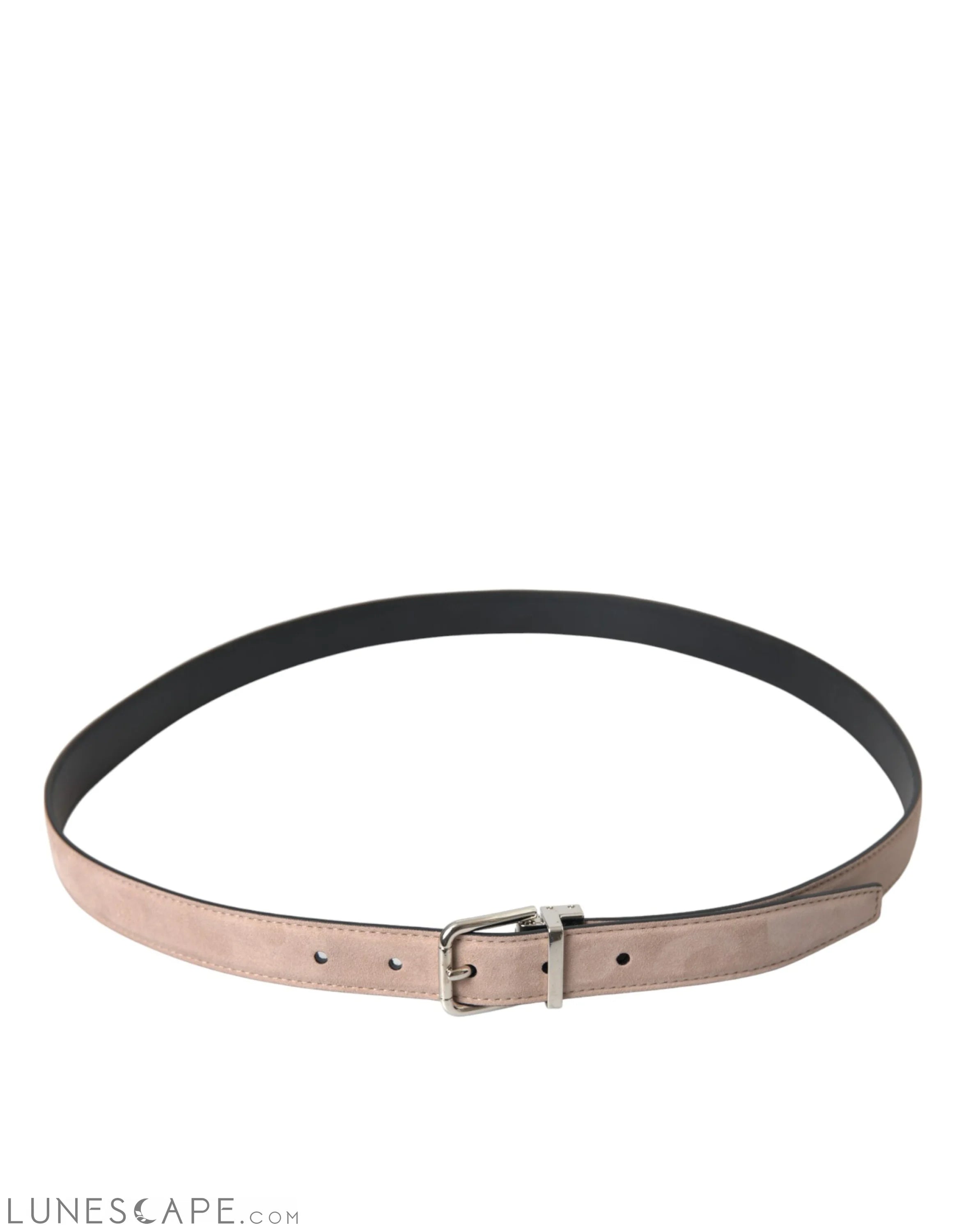 Dolce & Gabbana Beige Suede Leather Silver Buckle Belt Men LUNESCAPE