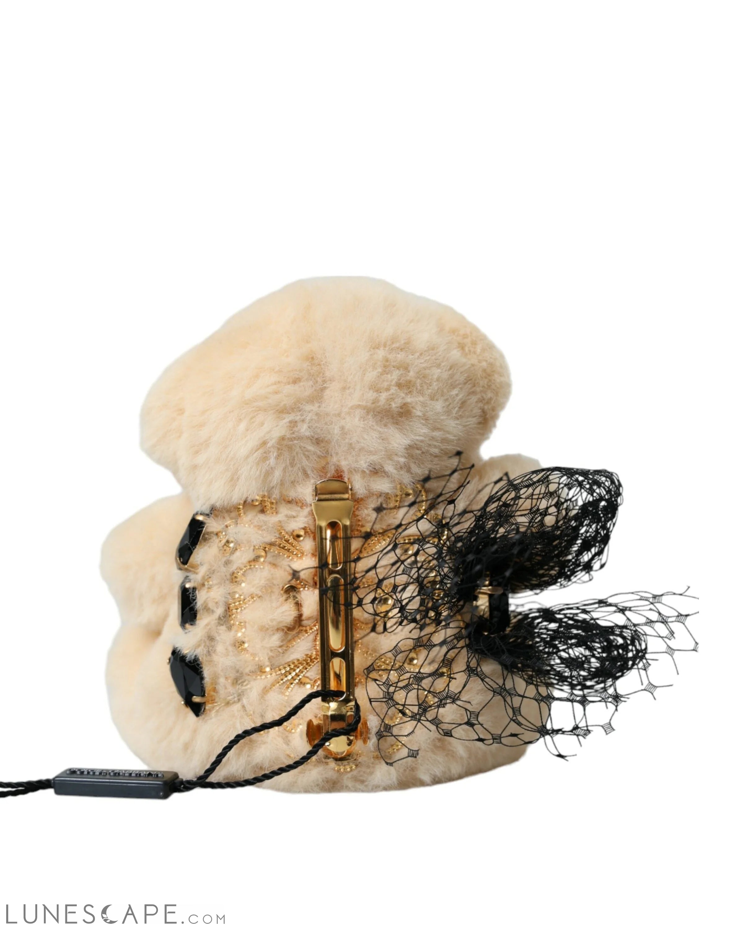 Dolce & Gabbana Beige Teddy Bear Mesh Net Band Hair Clip LUNESCAPE