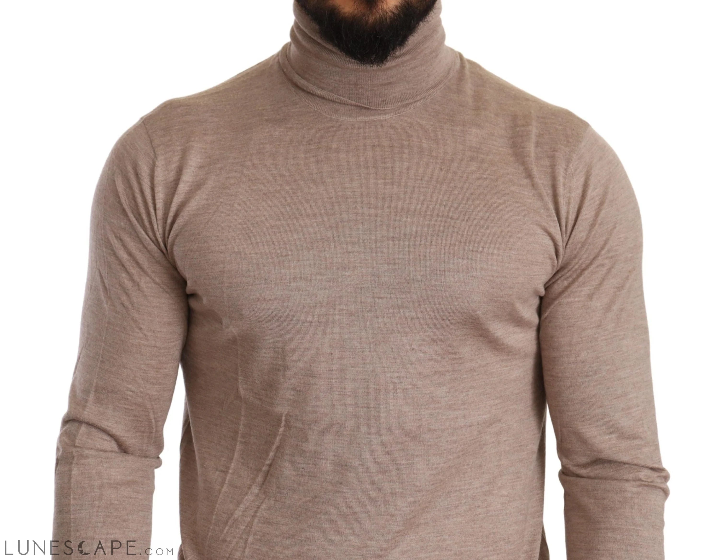 Dolce & Gabbana Beige Turtleneck Cashmere-Silk Blend Sweater LUNESCAPE