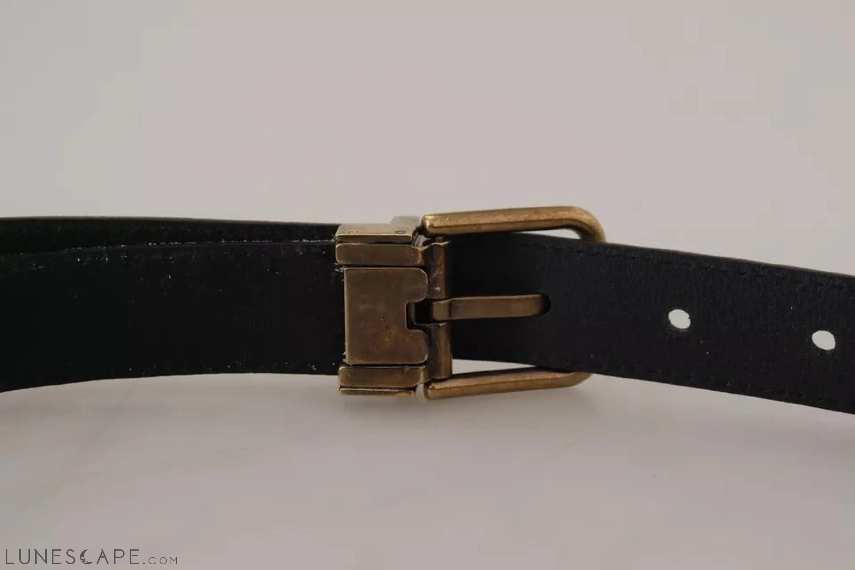 Dolce & Gabbana Beige Velvet Leather Gold Tone Metal Buckle Belt LUNESCAPE