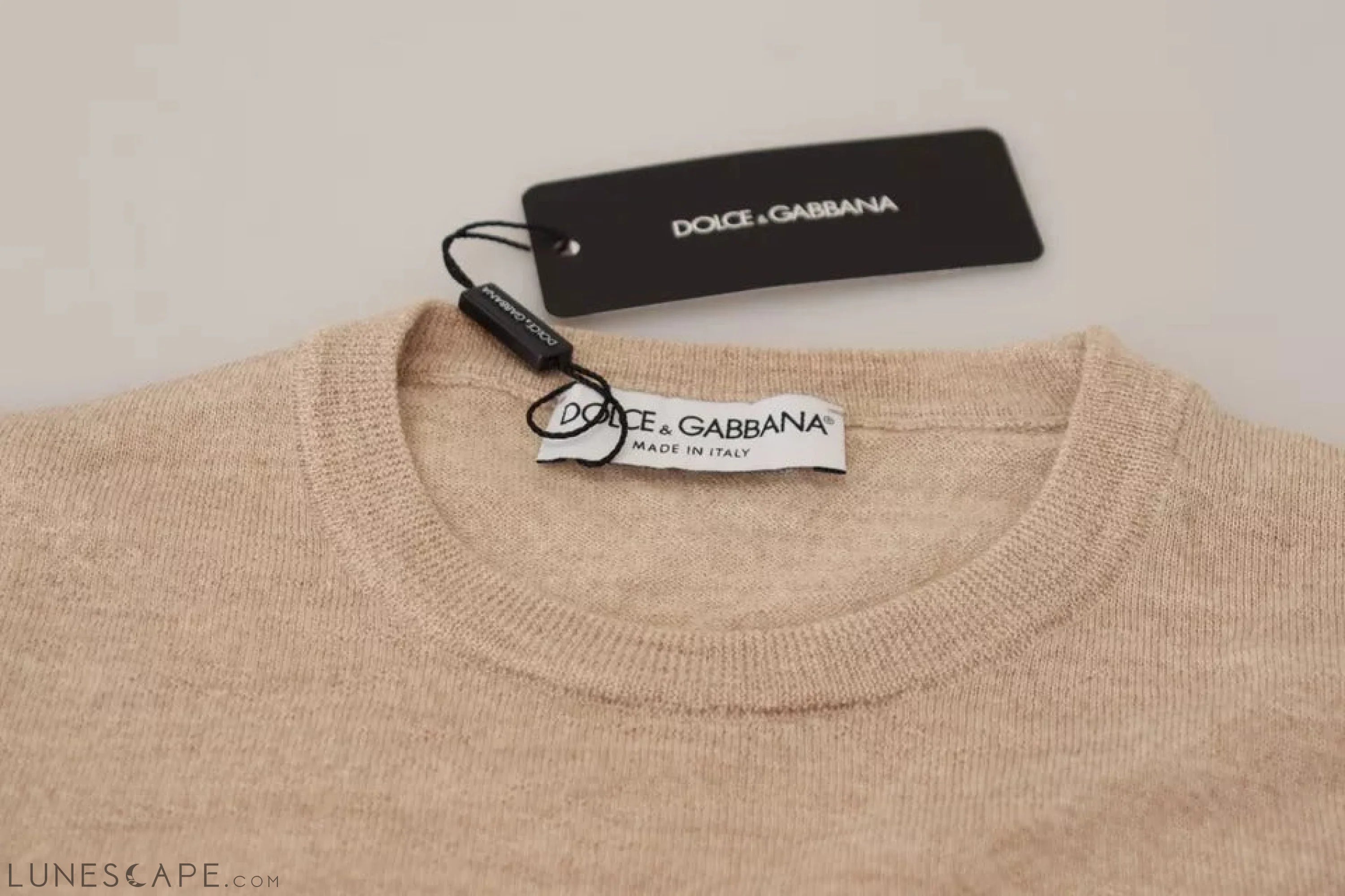 Dolce & Gabbana Beige Virgin Wool Crew Neck Pullover Sweater LUNESCAPE