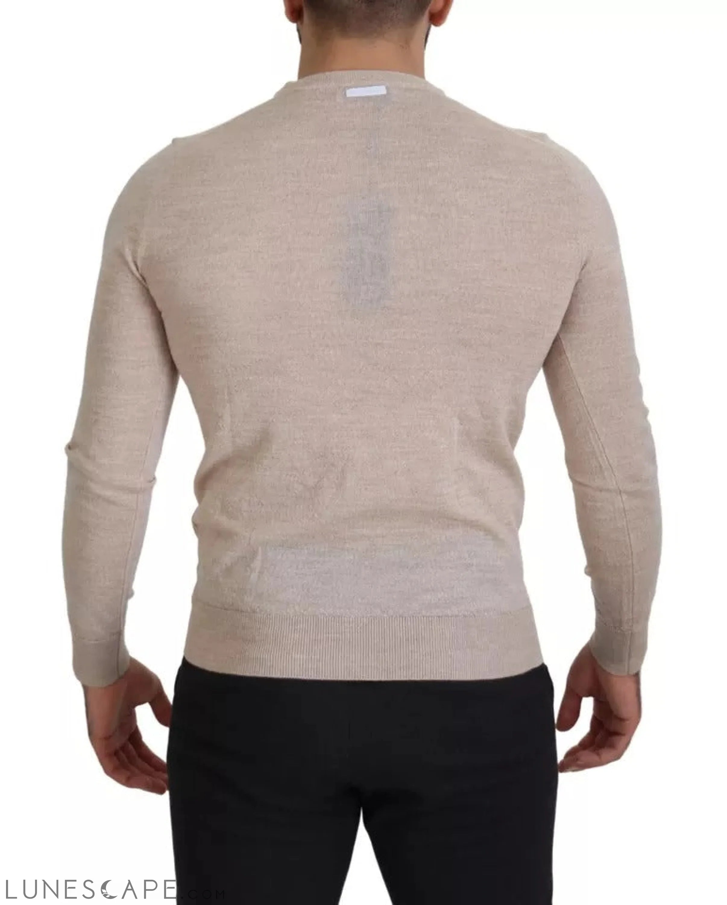 Dolce & Gabbana Beige Virgin Wool Crew Neck Pullover Sweater LUNESCAPE