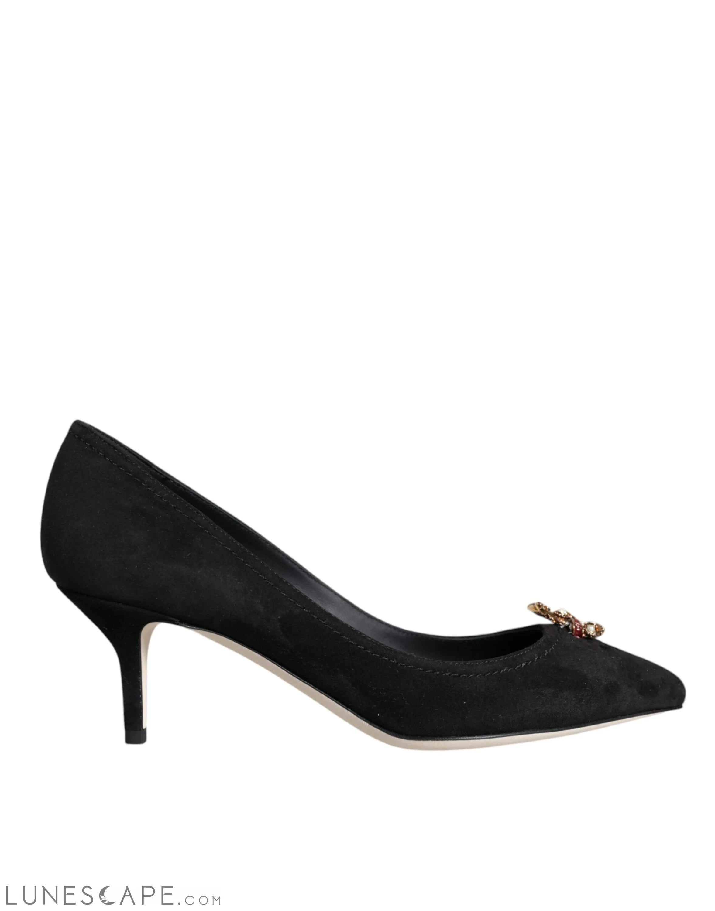 Dolce & Gabbana Black Amore Suede Bellucci Heels Pumps Shoes LUNESCAPE