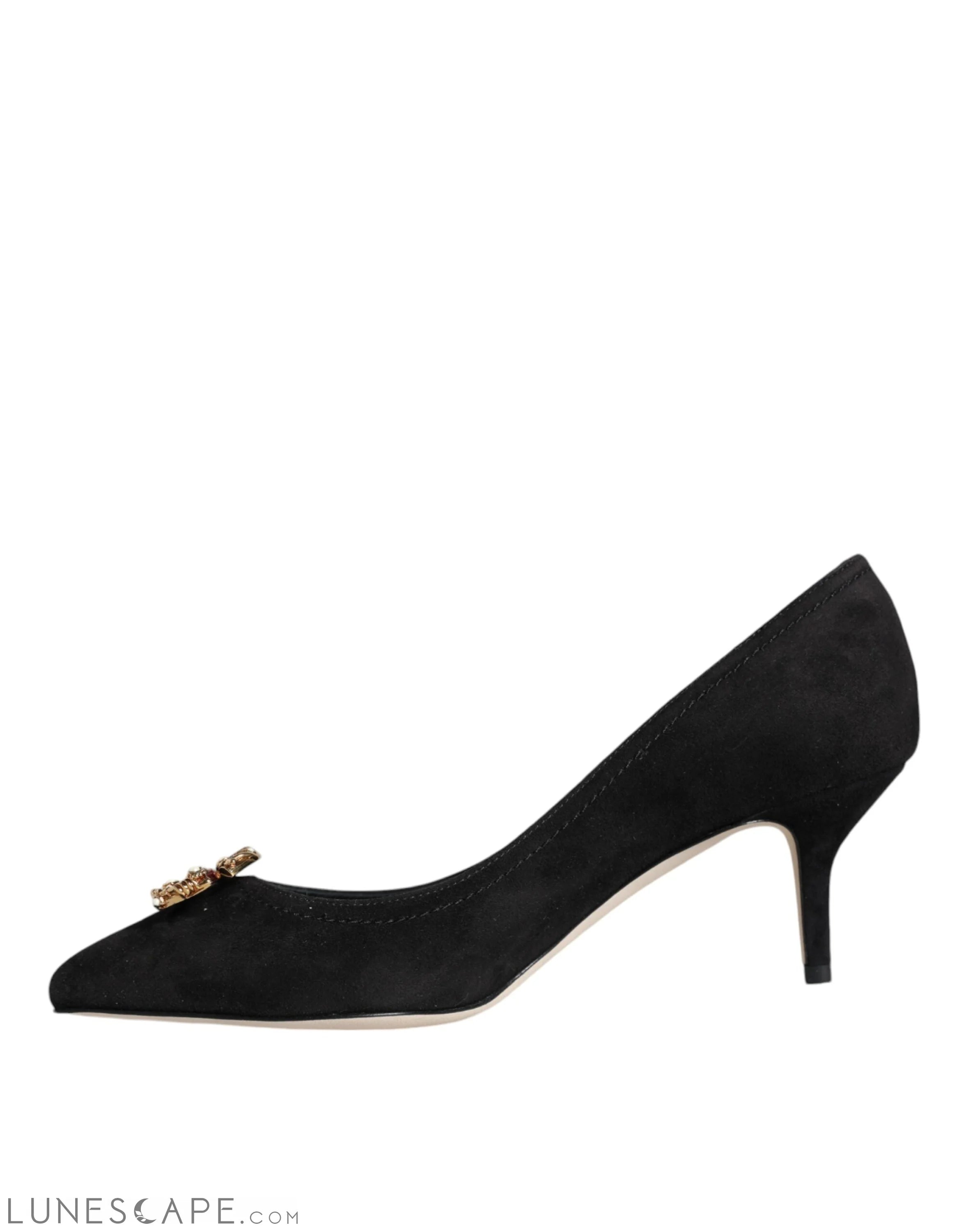 Dolce & Gabbana Black Amore Suede Bellucci Heels Pumps Shoes LUNESCAPE