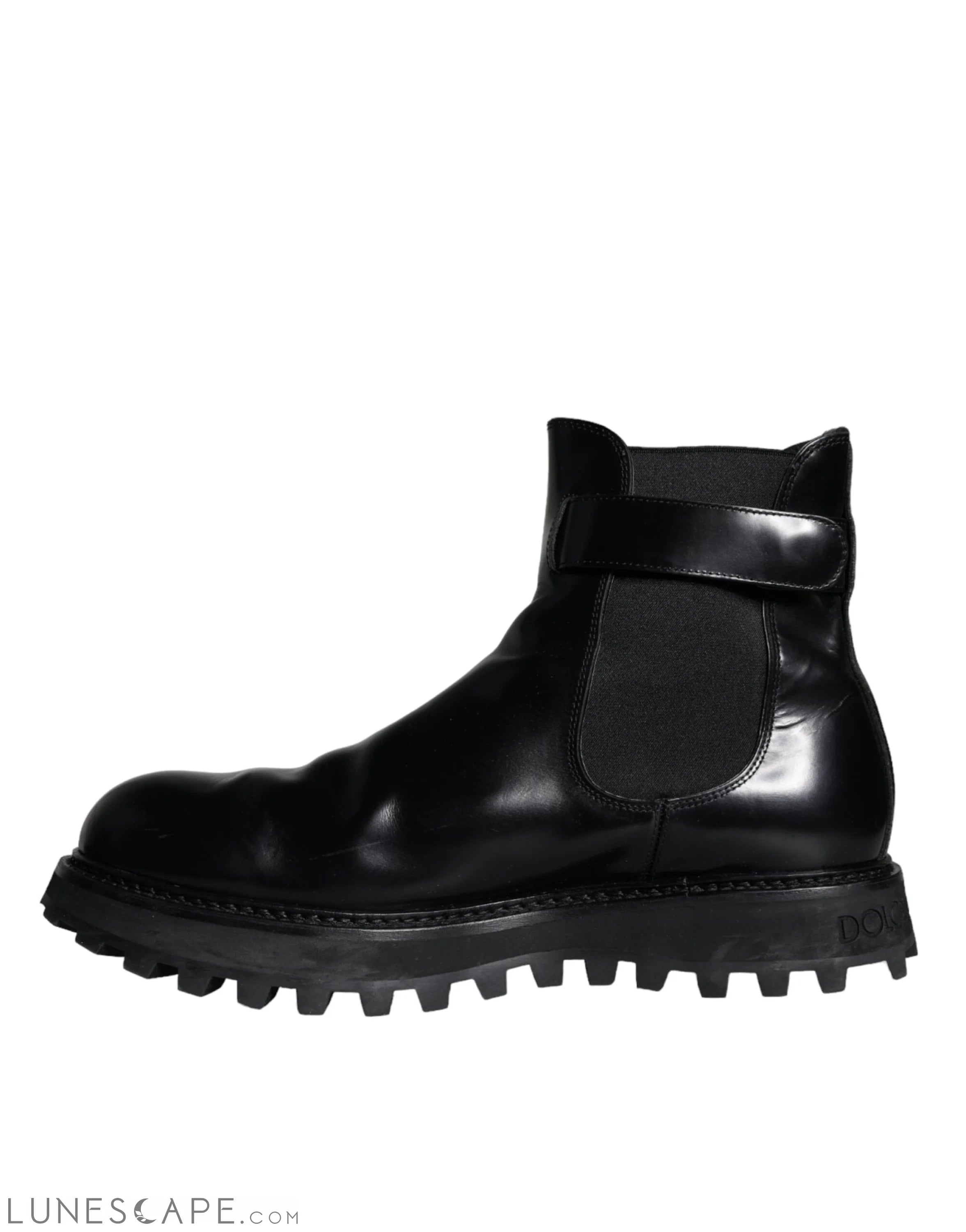 Dolce & Gabbana Black Belted DG Logo Men Chelsea Boots LUNESCAPE