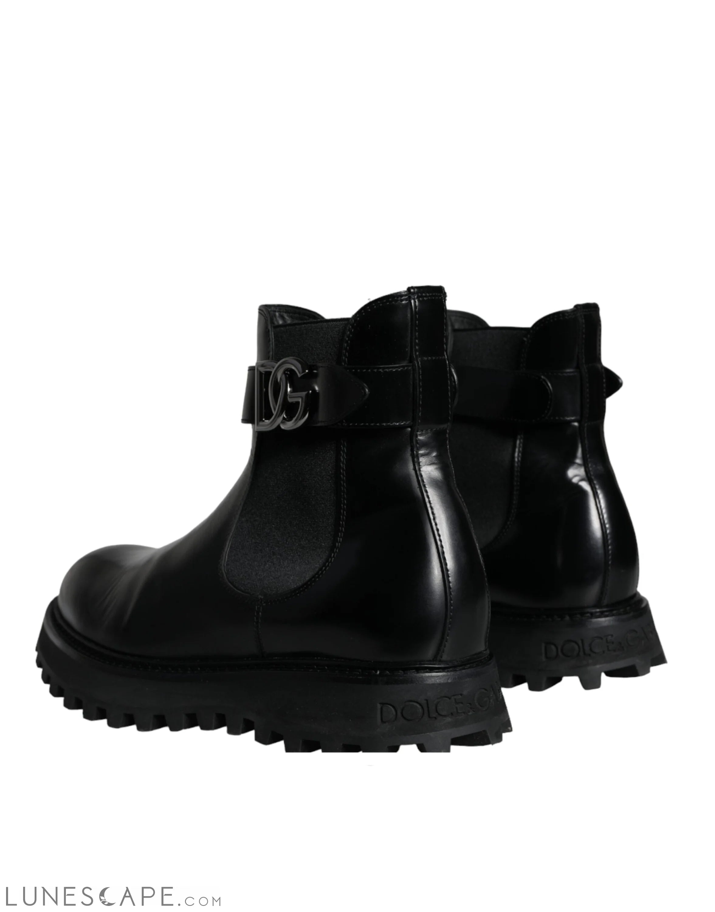 Dolce & Gabbana Black Belted DG Logo Men Chelsea Boots LUNESCAPE