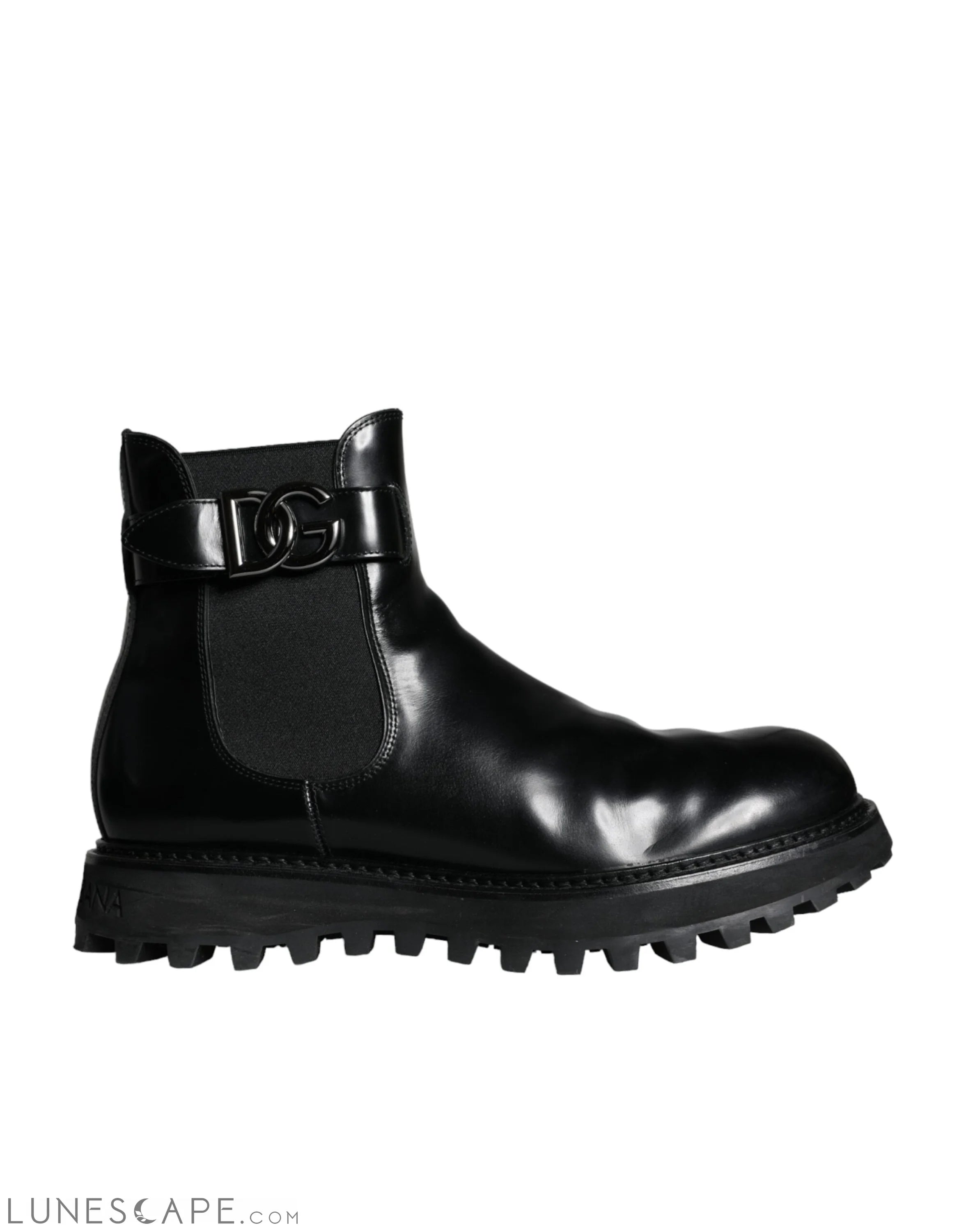 Dolce & Gabbana Black Belted DG Logo Men Chelsea Boots LUNESCAPE