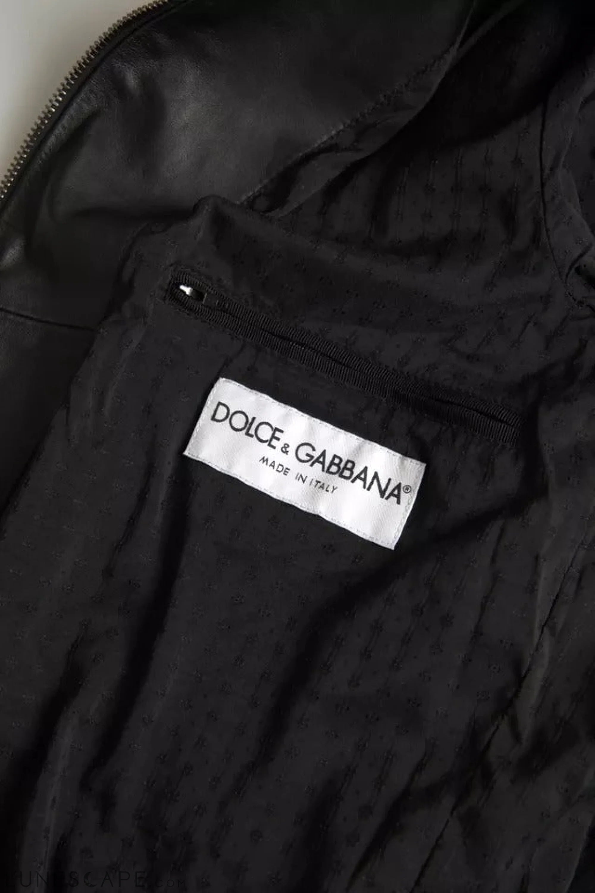 Dolce & Gabbana Black Bomber Leather Full Zip Biker Blouson Jacket LUNESCAPE