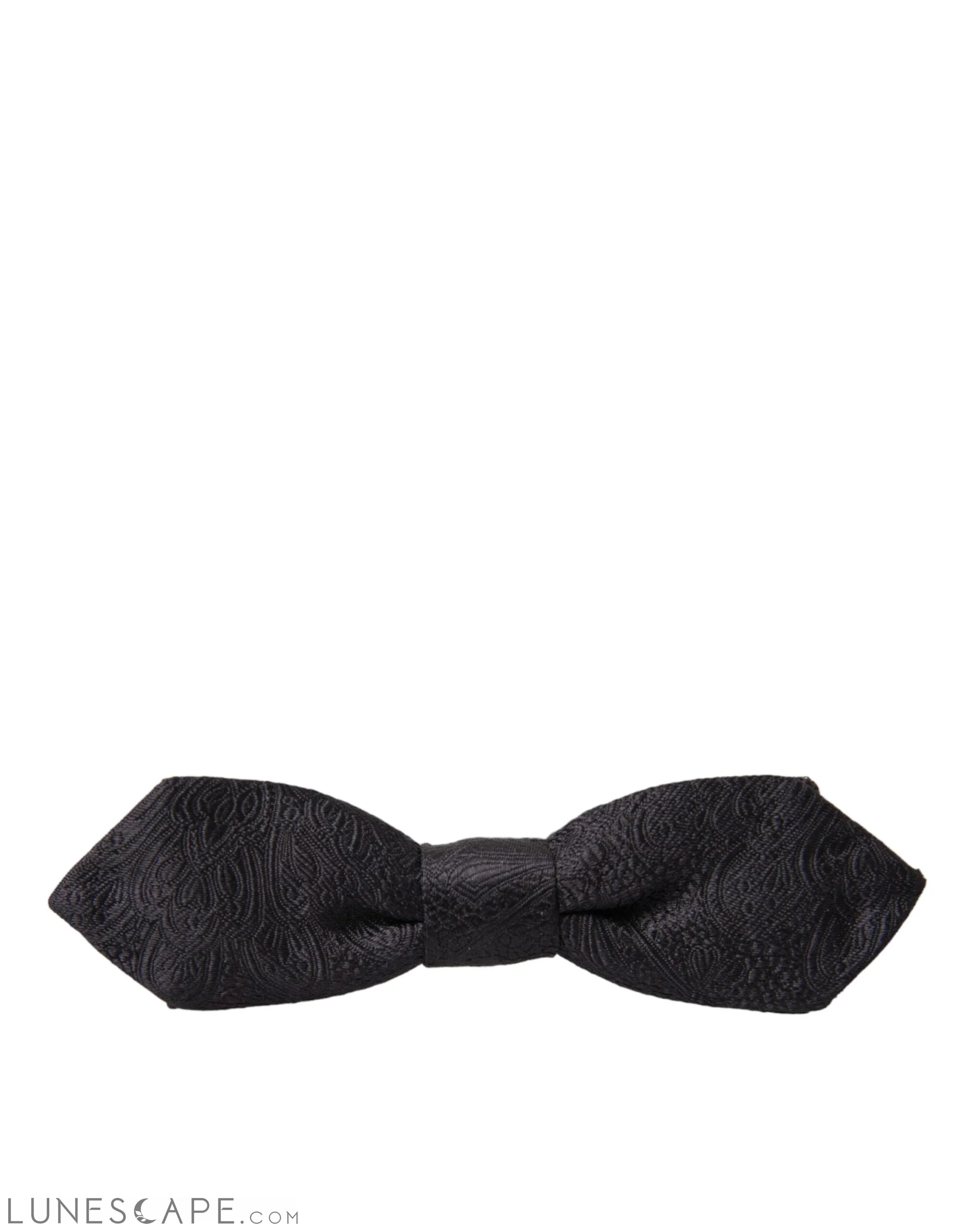 Dolce & Gabbana Black Brocade Silk Adjustable Neck Bow Tie LUNESCAPE