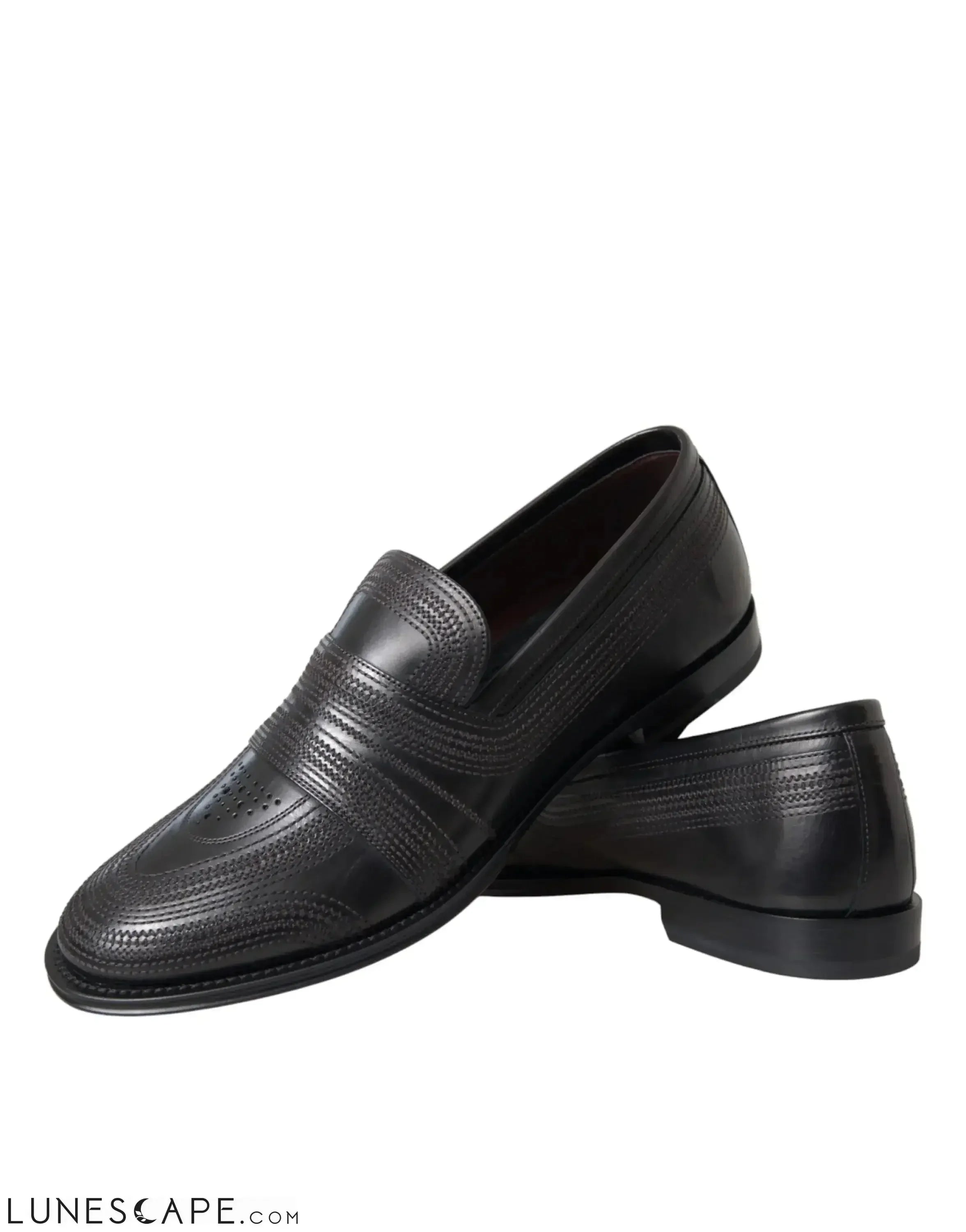 Dolce & Gabbana Black Brown Leather Loafer Men Dress Shoes LUNESCAPE