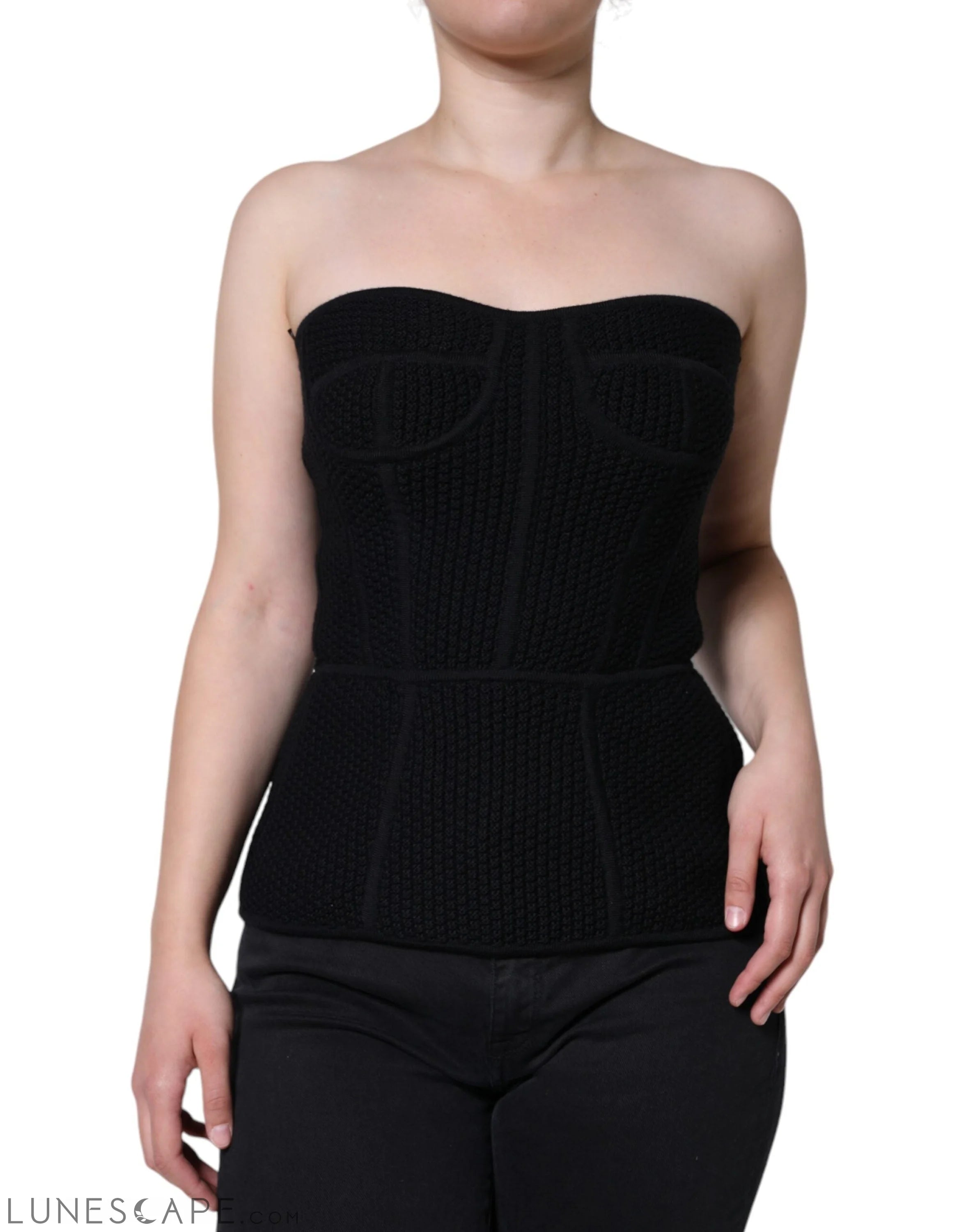 Dolce & Gabbana Black Bustier Sleeveless Corset-Style Top LUNESCAPE