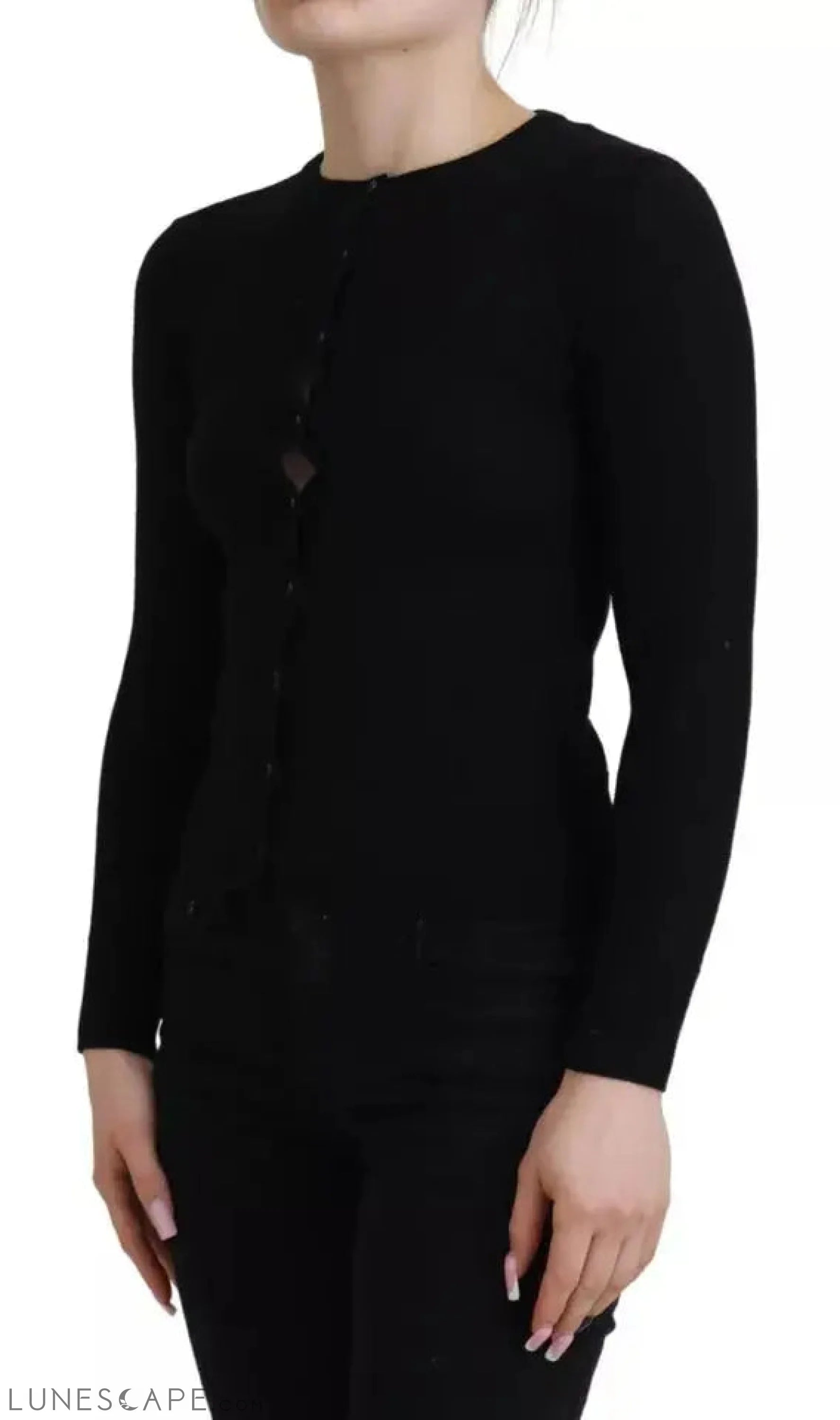 Dolce & Gabbana Black Button Down Slim Cardigan Wool Sweater LUNESCAPE